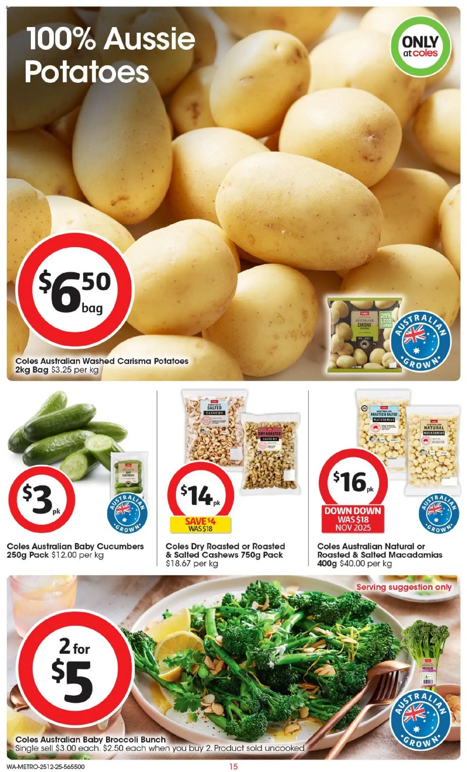 Coles catalogue - valid from 25.12.2025 | Page: 16 | Products: Cucumbers, Potatoes, Bag