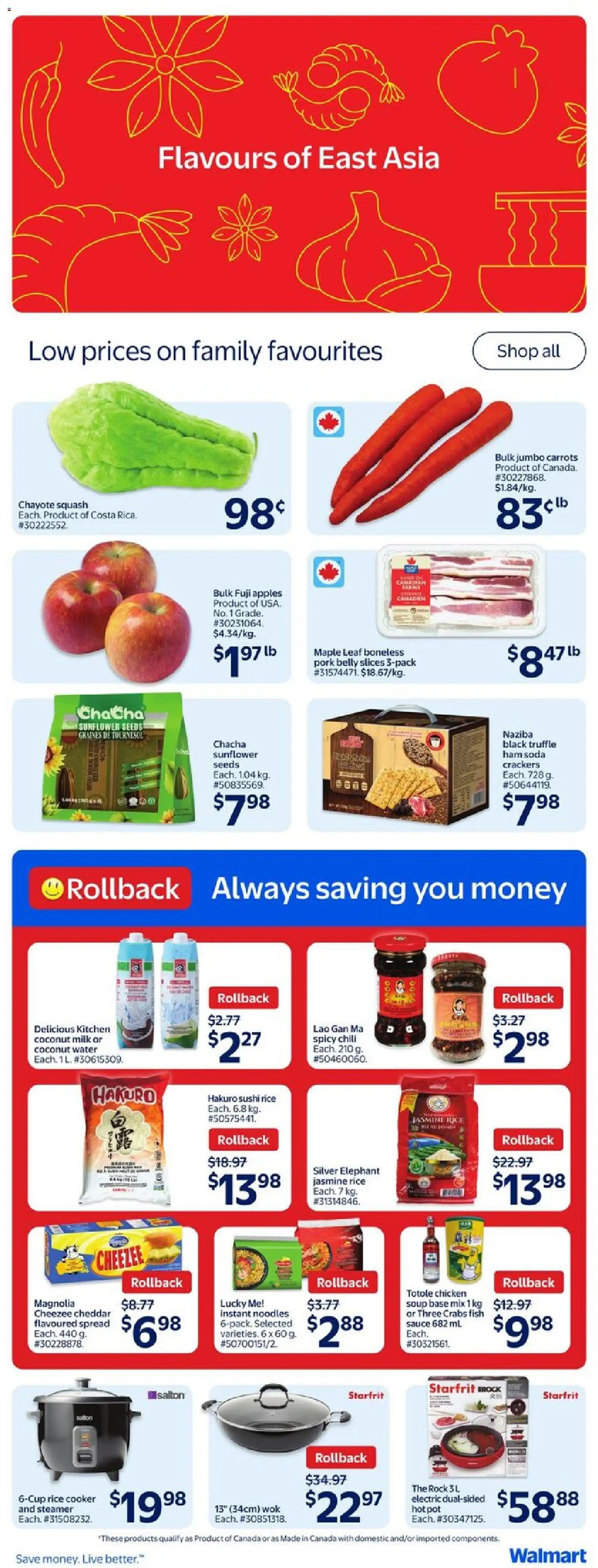 Walmart flyer valid from 30.10.2025 | Page: 14 | Products: Noodles, Cooker, Chicken, Apples
