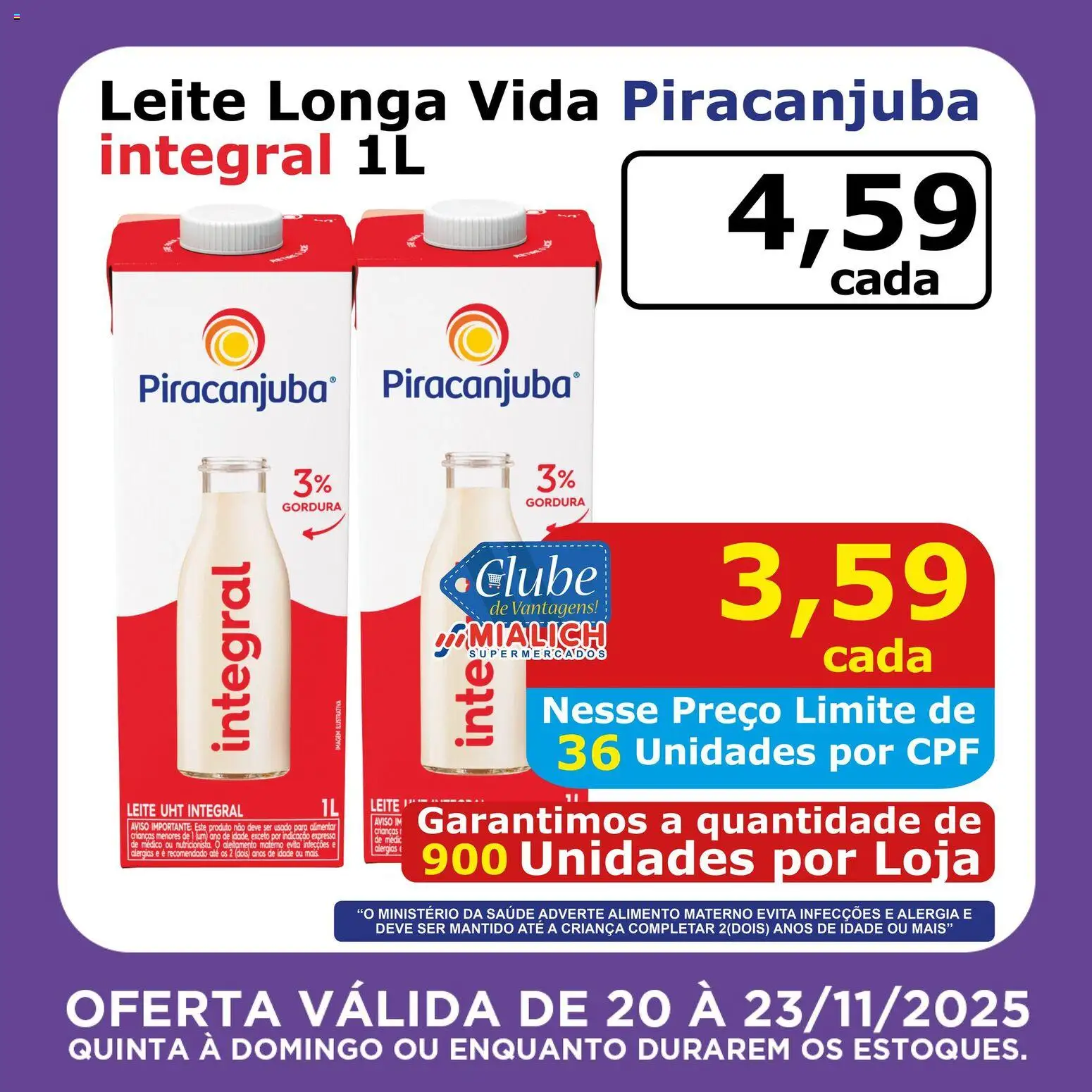 Mialich Supermercados Folheto - válido de 20.11.2025 | Página: 6 | Produtos: Leite