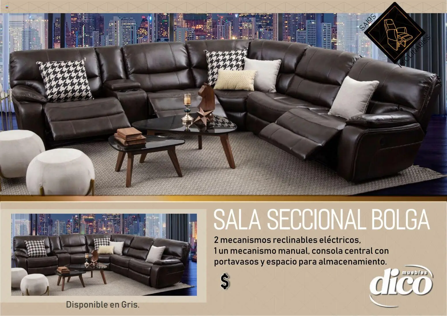 Nuevas ofertas de Muebles Dico válidas en toda la República Mexicana desde el 01.01.2026. ¡Encuentra las mejores ofertas en Muebles Dico catálogo Salas reclinables! | Página: 16 | Productos: Sillón