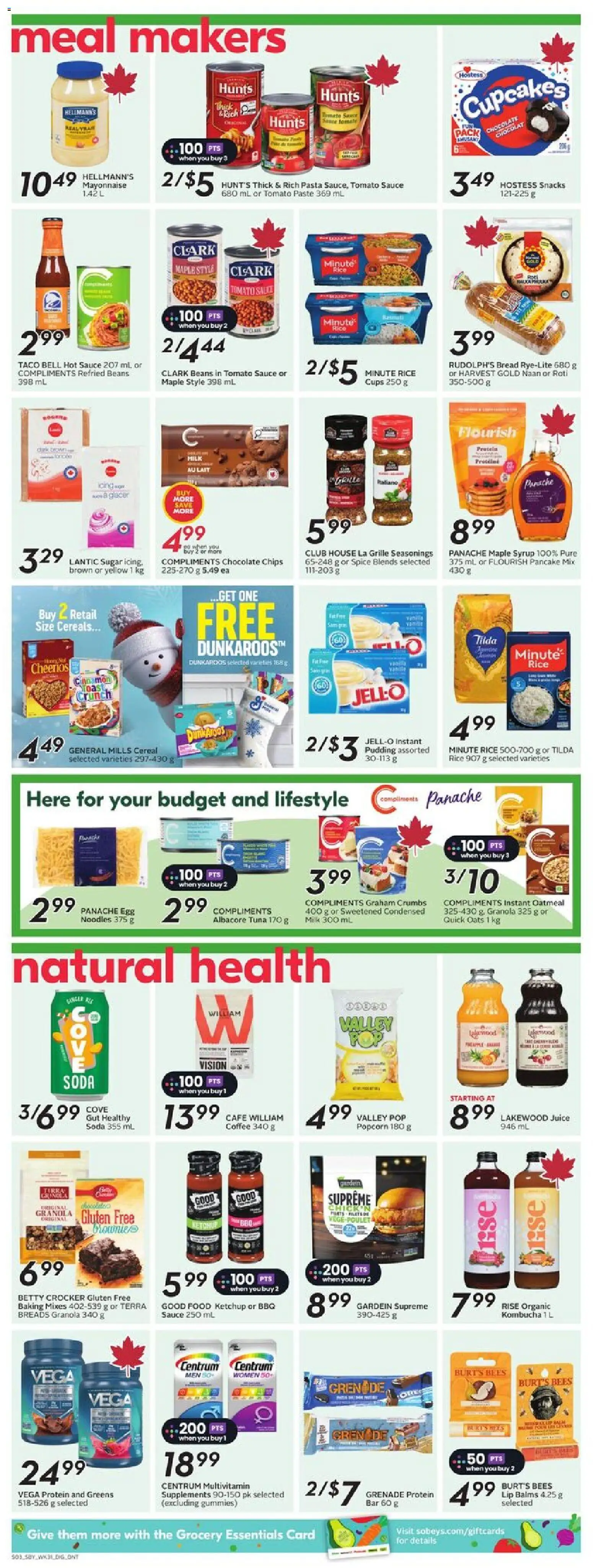 Sobeys flyer valid from 27.11.2025 | Page: 11 | Products: Rice, Chips, Milk, Bread