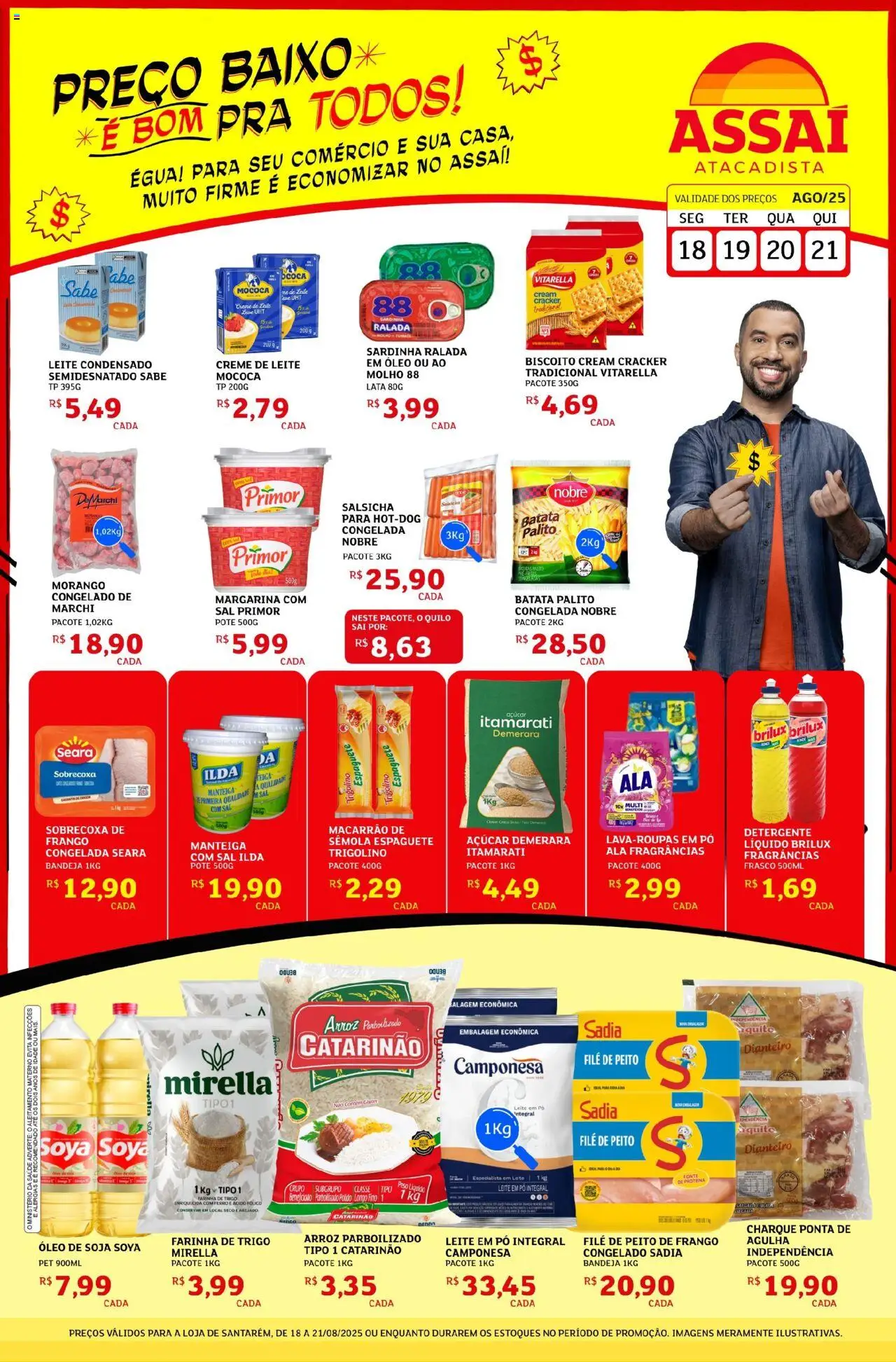 Assaí Atacadista Folheto - válido de 18.08.2025 | Página: 1 | Produtos: Arroz, Leite condensado, Soja, Peito de frango