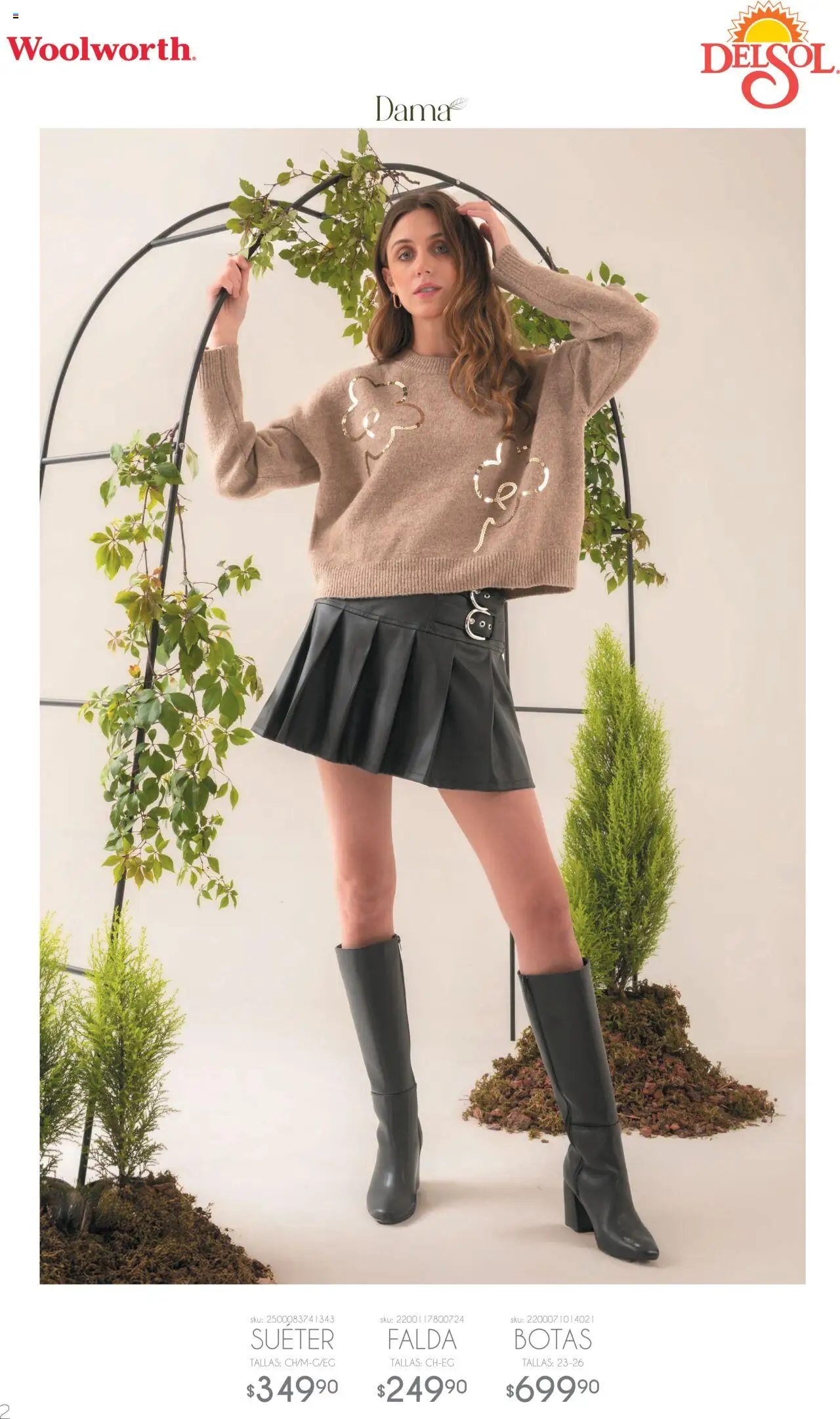 Nuevas ofertas de Del Sol y Woolworth válidas en toda la República Mexicana desde el 02.10.2025. ¡Encuentra las mejores ofertas en Del Sol y Woolworth - Catálogo Luce El Otoño! | Página: 2 | Productos: Blusa, Zapatos, Falda