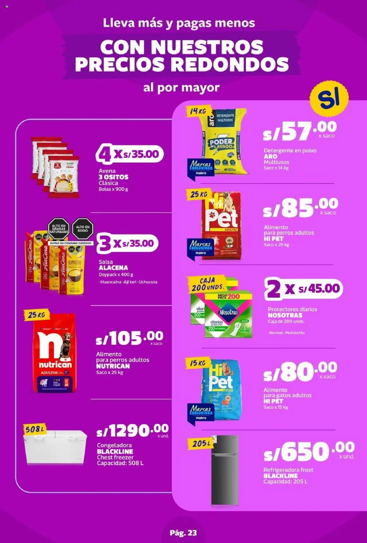 Catálogo Makro válido desde 28.08.2025 | Página: 23 | Productos: Detergente, Caja, Avena, Polvo