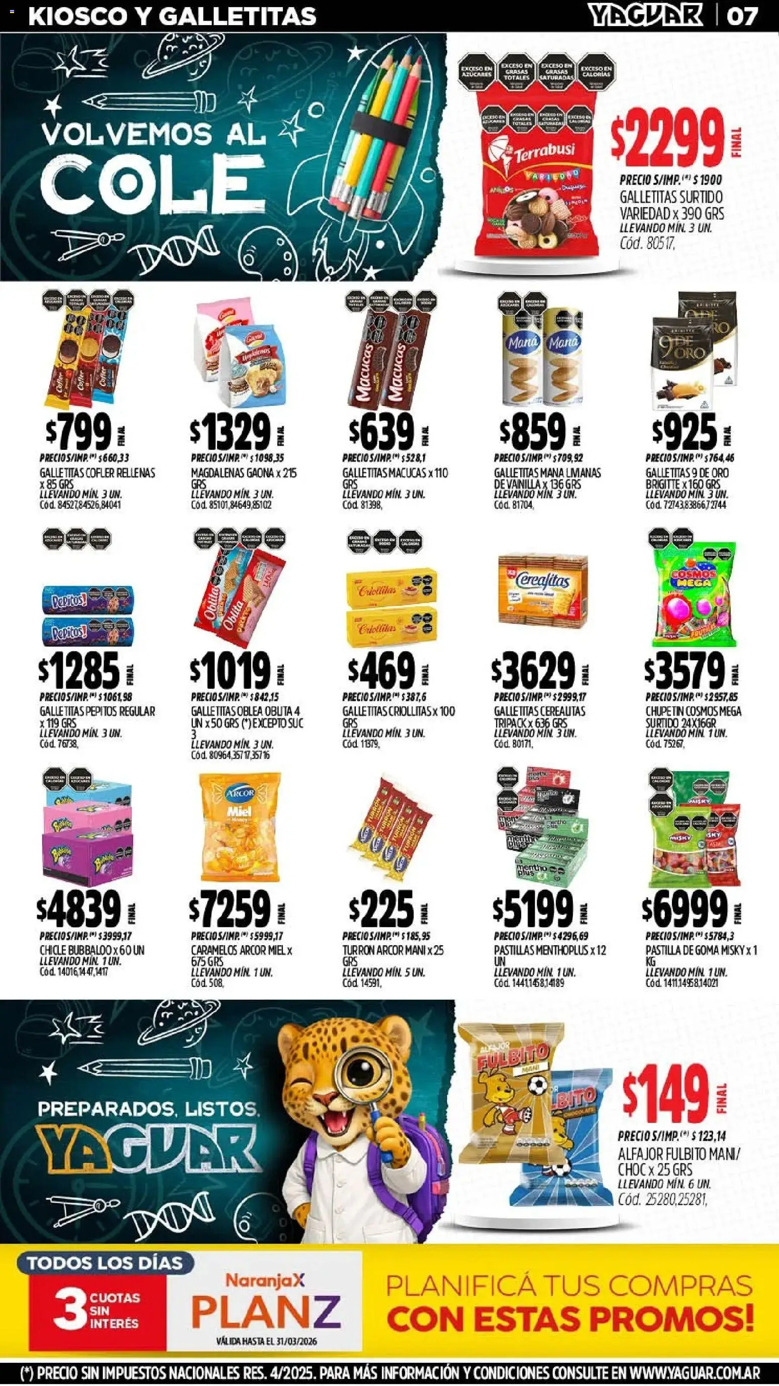 Yaguar catálogo │ válido desde el 02.03.2026 | Página: 7 | Productos: Mani, Chicle, Alfajor, Turrón