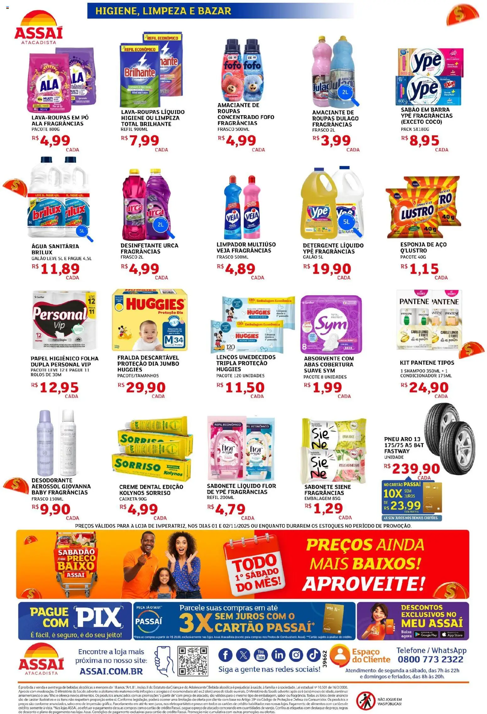Assaí Atacadista Folheto - válido de 01.11.2025 | Página: 4 | Produtos: Esponja, Roupas, Creme, Amaciante