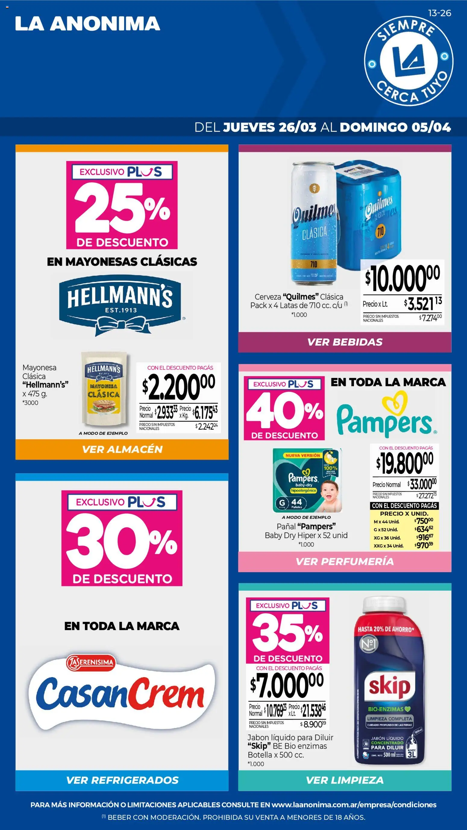 La Anonima - catalogos-masivos - insuperables-13-26-litoral │ válido desde el 26.03.2026 | Página: 1 | Productos: Botella, Mayonesa, Cerveza, Pañales