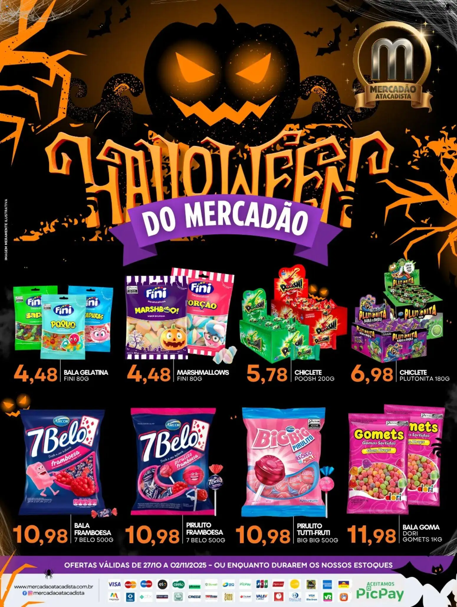 Mercadão Atacadista Folheto - válido de 27.10.2025 | Página: 1 | Produtos: Bala, Chiclete, Gelatina