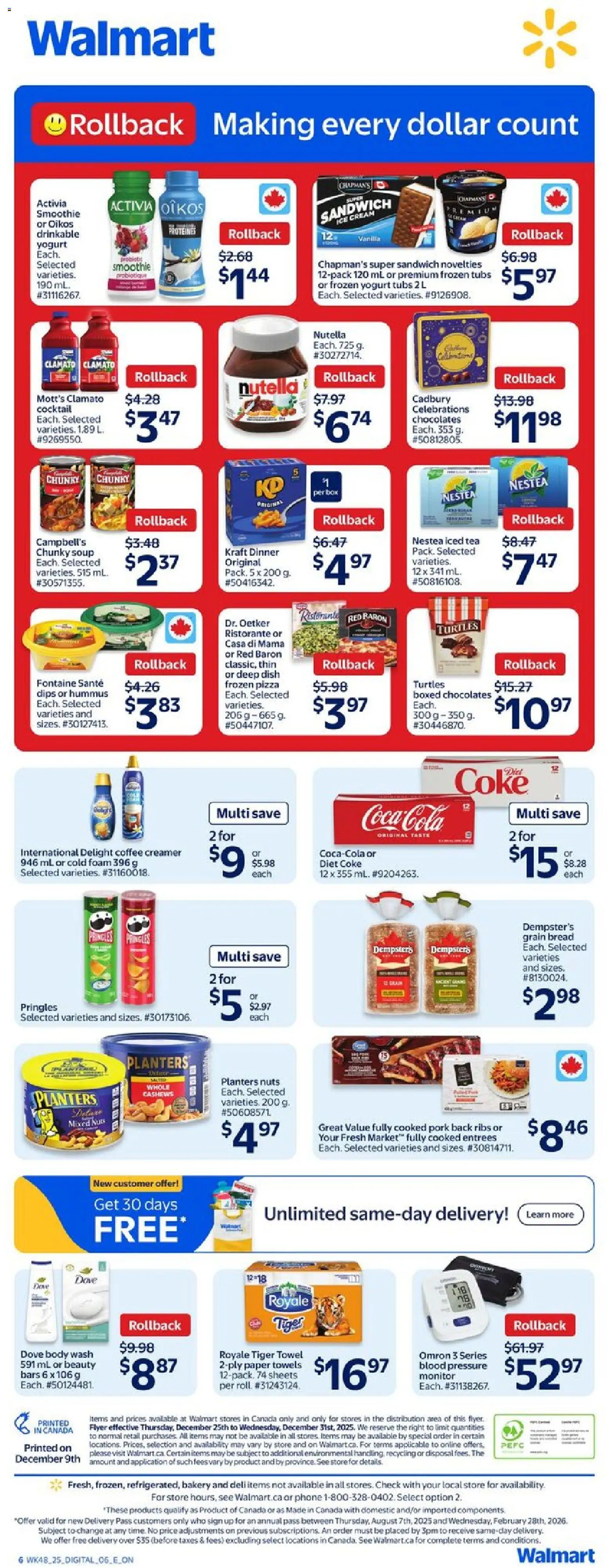 Walmart flyer valid from 25.12.2025 | Page: 2 | Products: Tea, Nuts, Cream, Yogurt
