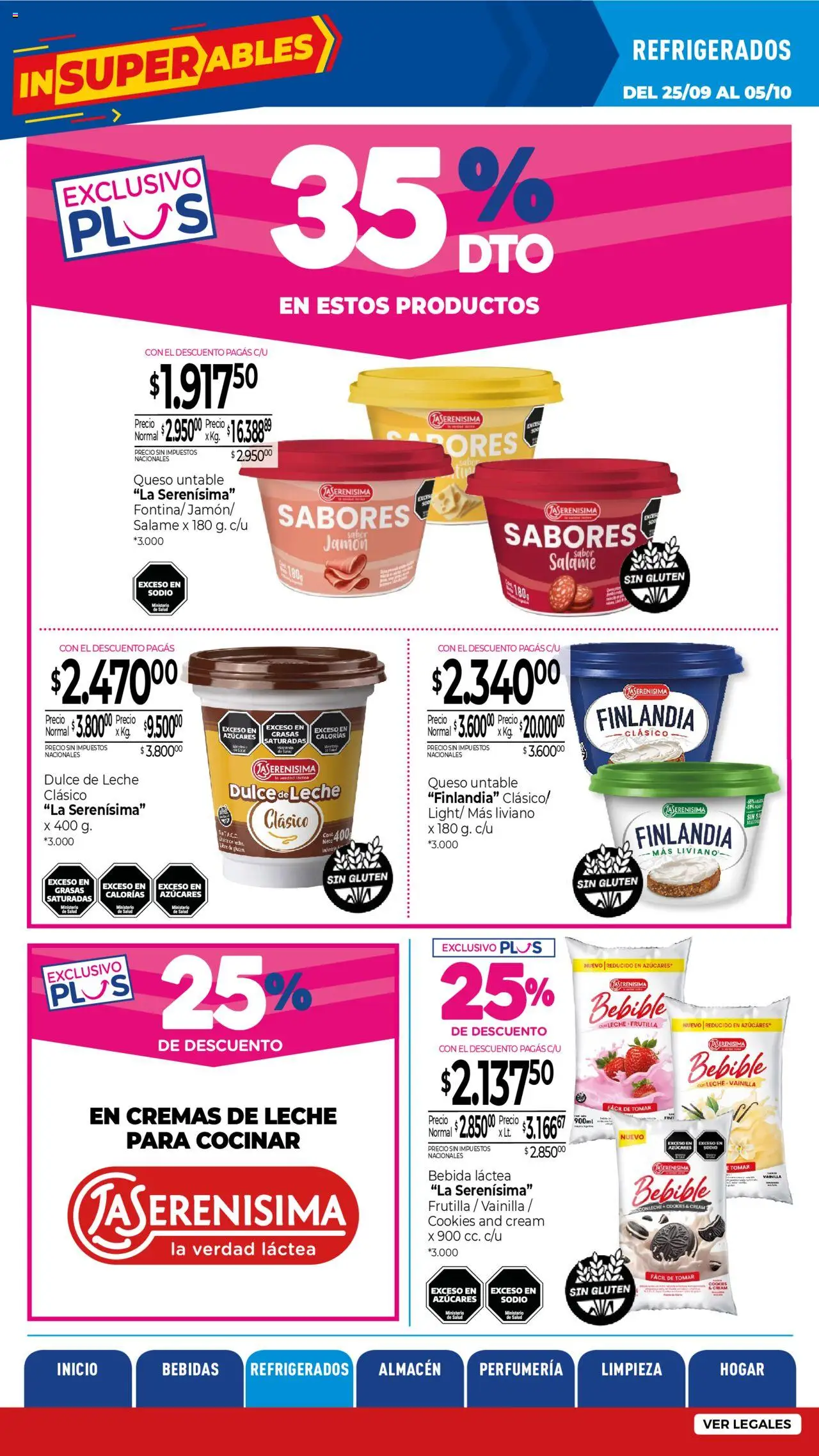 La Anonima catálogo │ válido desde el 25.09.2025 | Página: 14 | Productos: Dulce de leche, Leche, Jamón, Salame