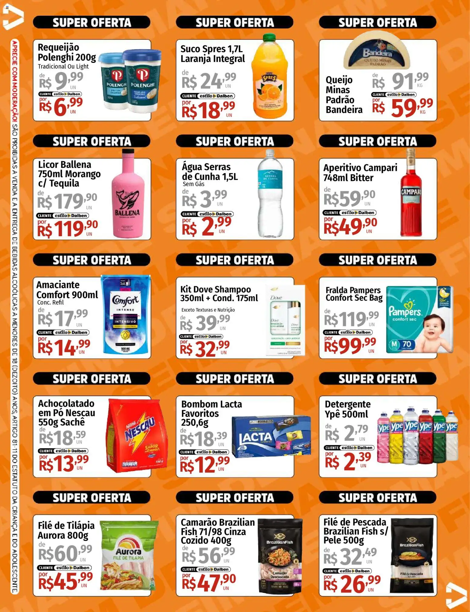 Supermercado Dalben Folheto - válido de 24.04.2026 | Página: 2 | Produtos: Tequila, Detergente, Camarão, Tilápia