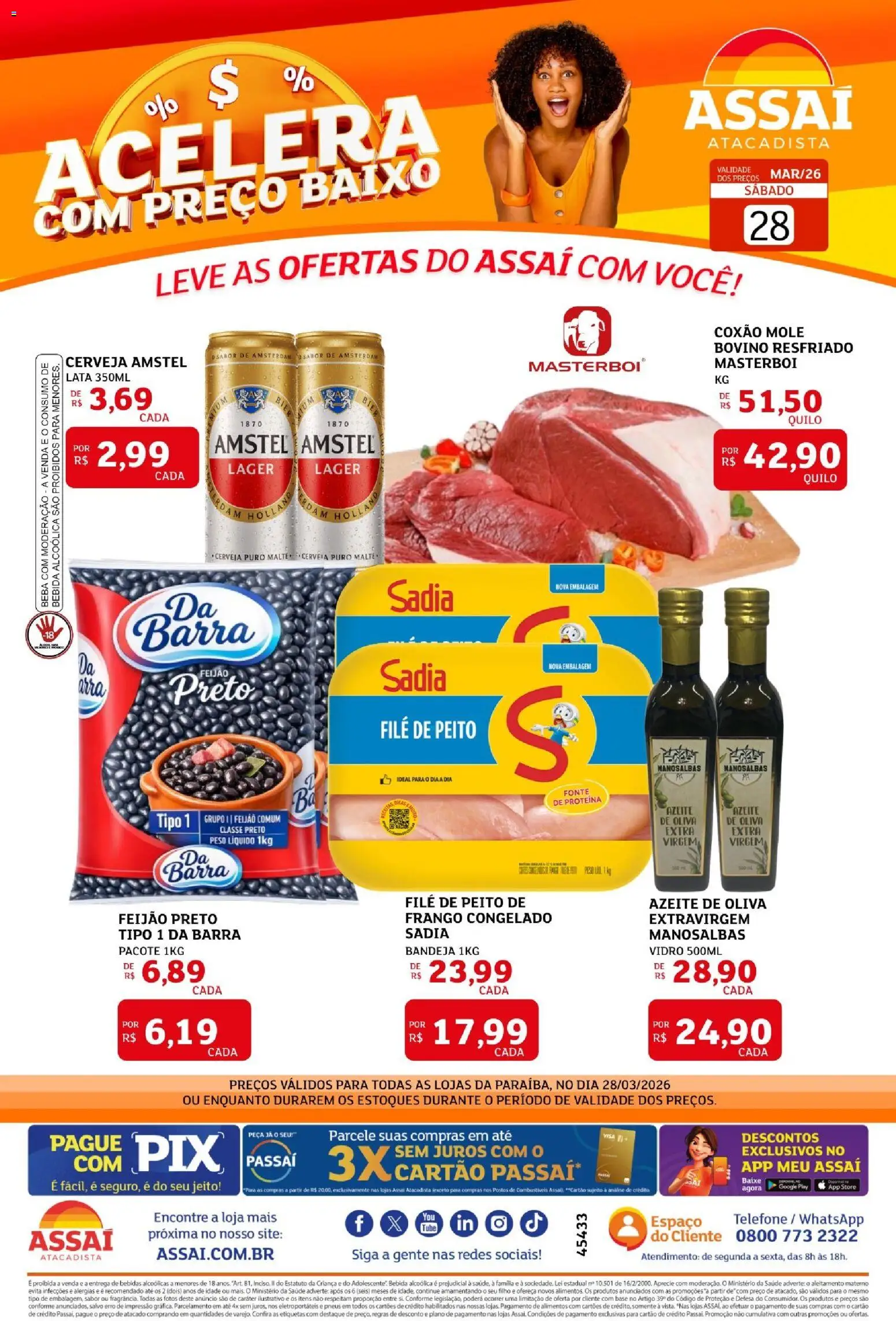 Assaí Atacadista Folheto - válido de 28.03.2026 | Página: 1 | Produtos: Cerveja, Pneus, Bebida, Frango