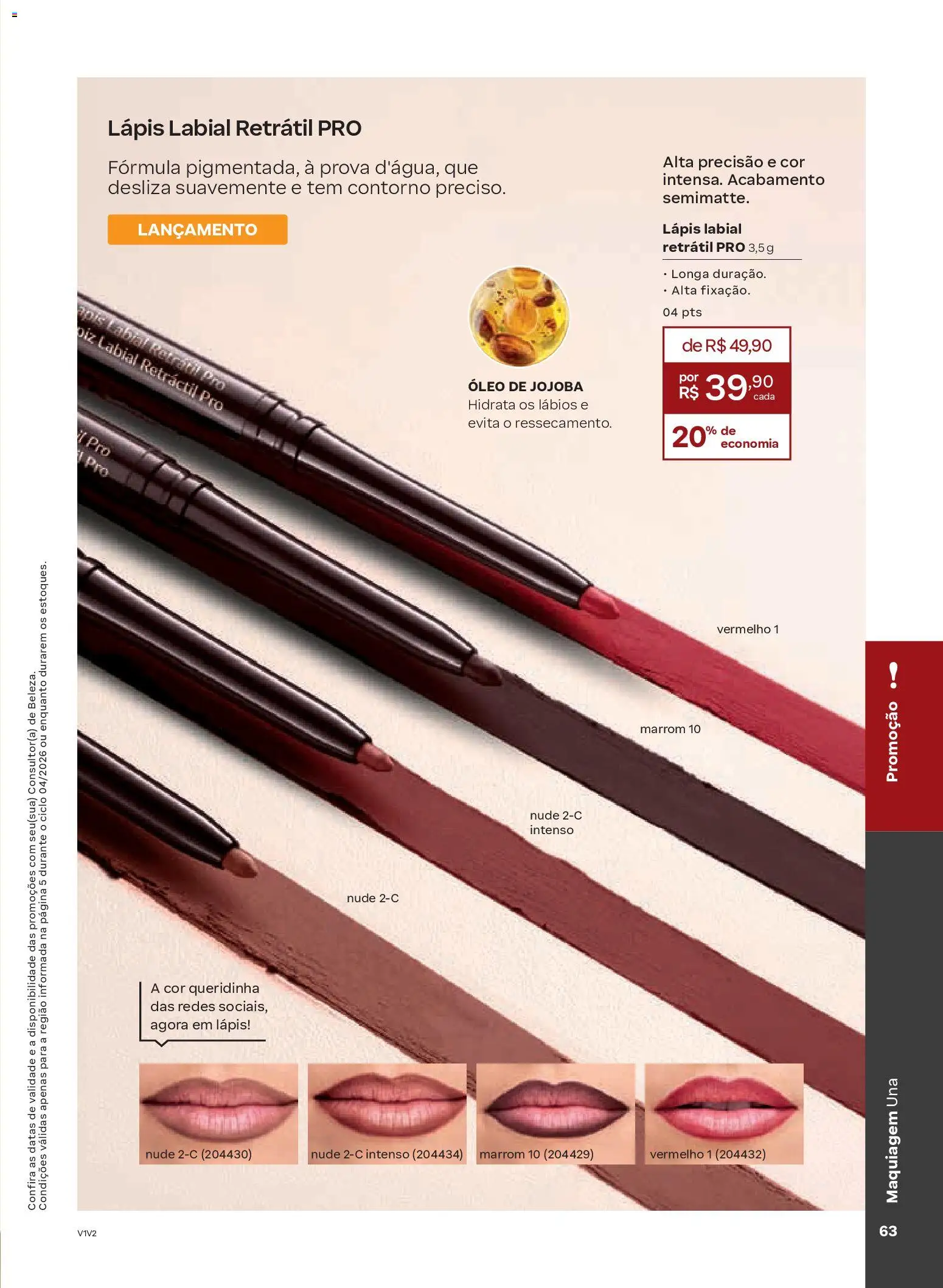 Natura Folheto - válido de 19.02.2026 | Página: 63 | Produtos: Maquiagem, Lápis, Óleo