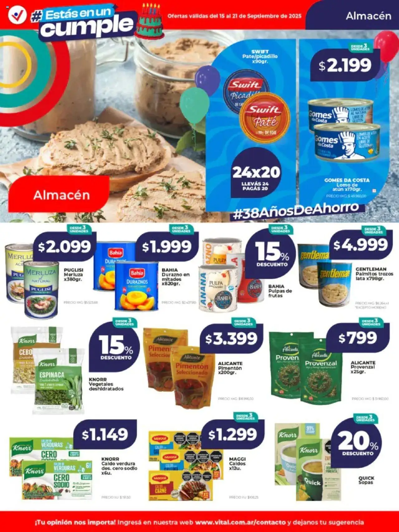 Vital - Ofertas │ válido desde el 15.09.2025 | Página: 13 | Productos: Durazno, Atún, Pimentón, Paté