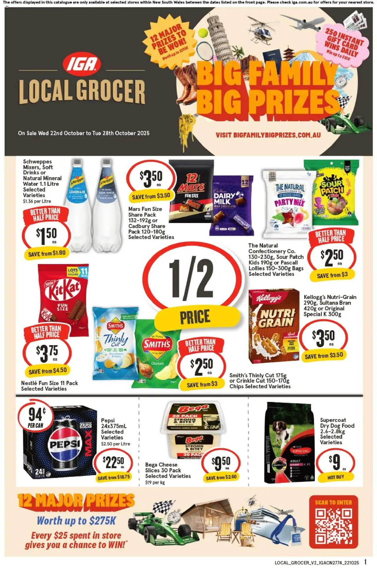 IGA catalogue - valid from 22.10.2025 | Page: 1 | Products: Milk, Cheese, Chocolate, Pepsi