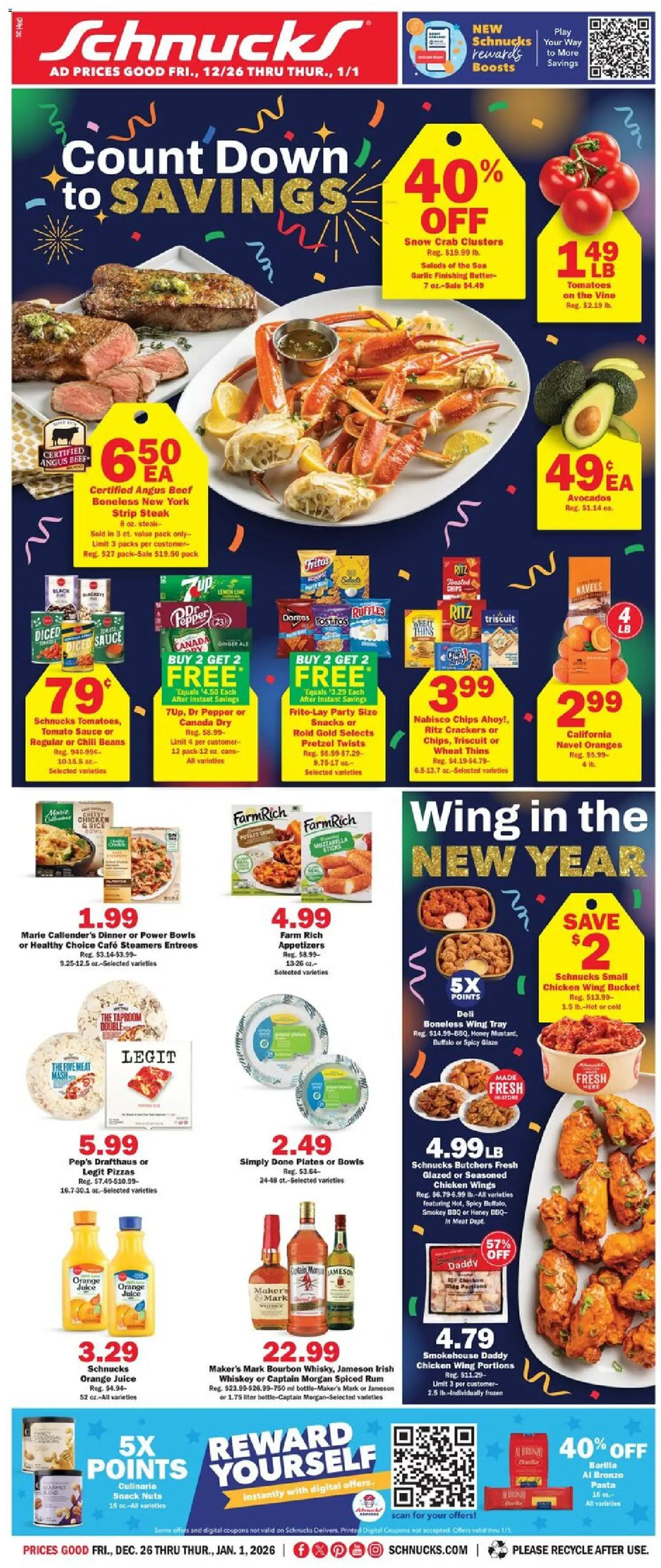 Schnucks Weekly Print Ad - IL - valid from 26.12.2025 | Page: 1 | Products: Juice, Oranges, Bourbon, Pasta