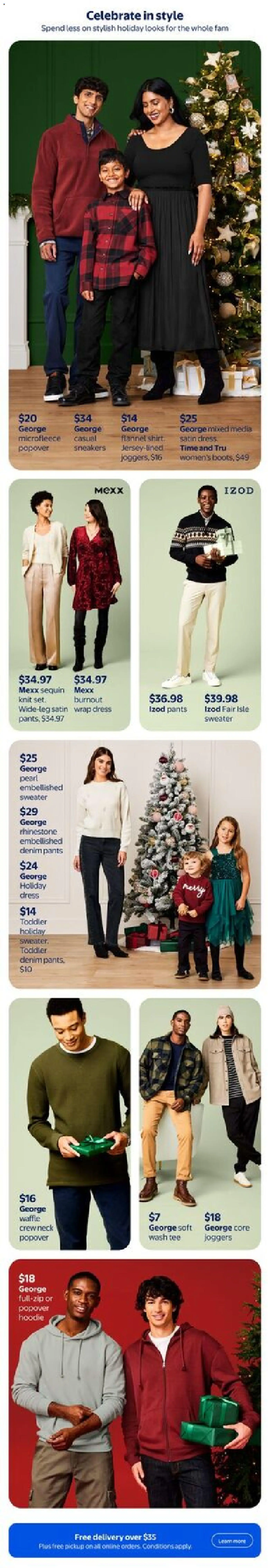 Walmart flyer valid from 30.10.2025 | Page: 10 | Products: Sneakers, Dress, Sweater, Pants