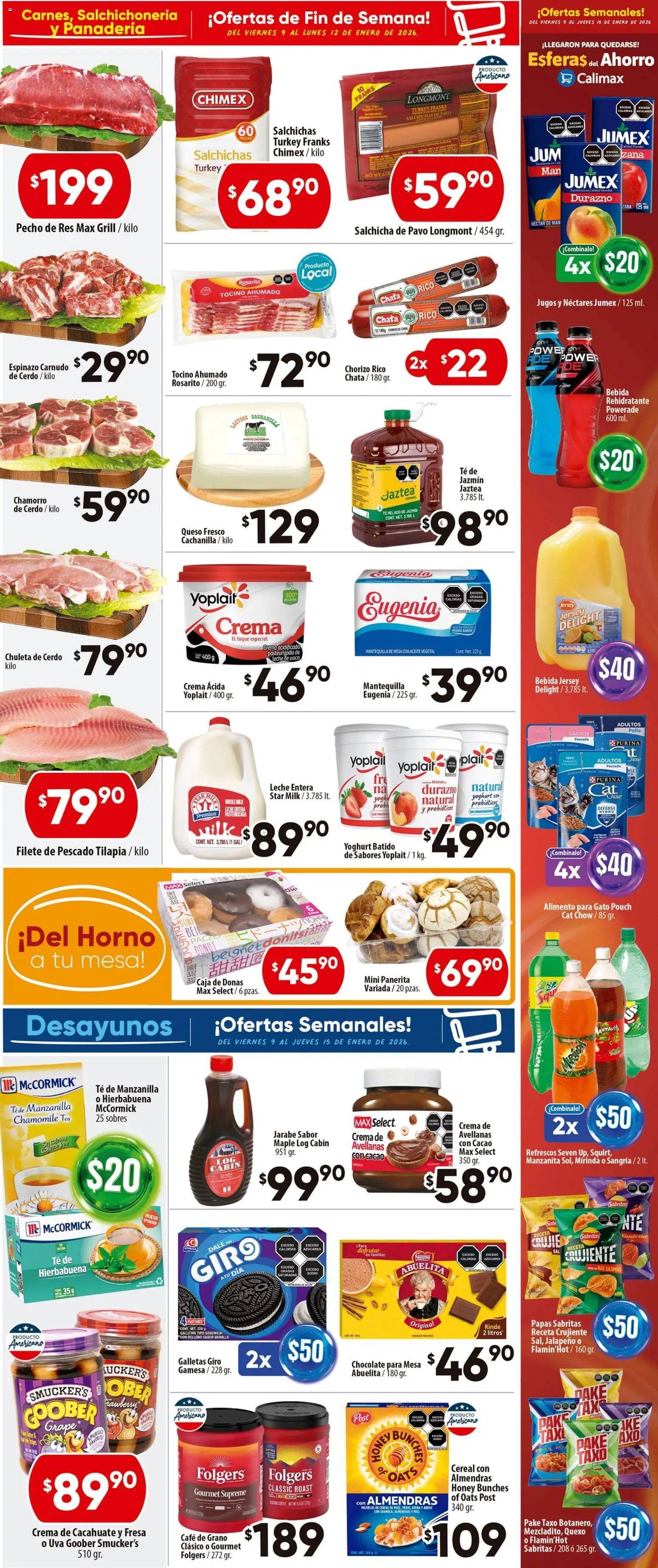 Nuevas ofertas de Calimax válidas en toda la República Mexicana desde el 09.01.2026. ¡Encuentra las mejores ofertas en Calimax folleto! | Página: 2 | Productos: Salchicha, Queso, Cerdo, Caja