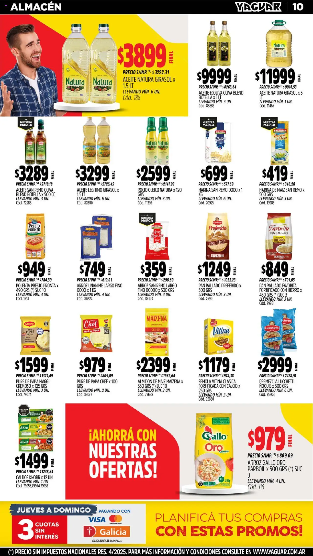 Yaguar - José C. Paz │ válido desde el 08.09.2025 | Página: 11 | Productos: Botella, Oliva, Ñoquis, Arroz
