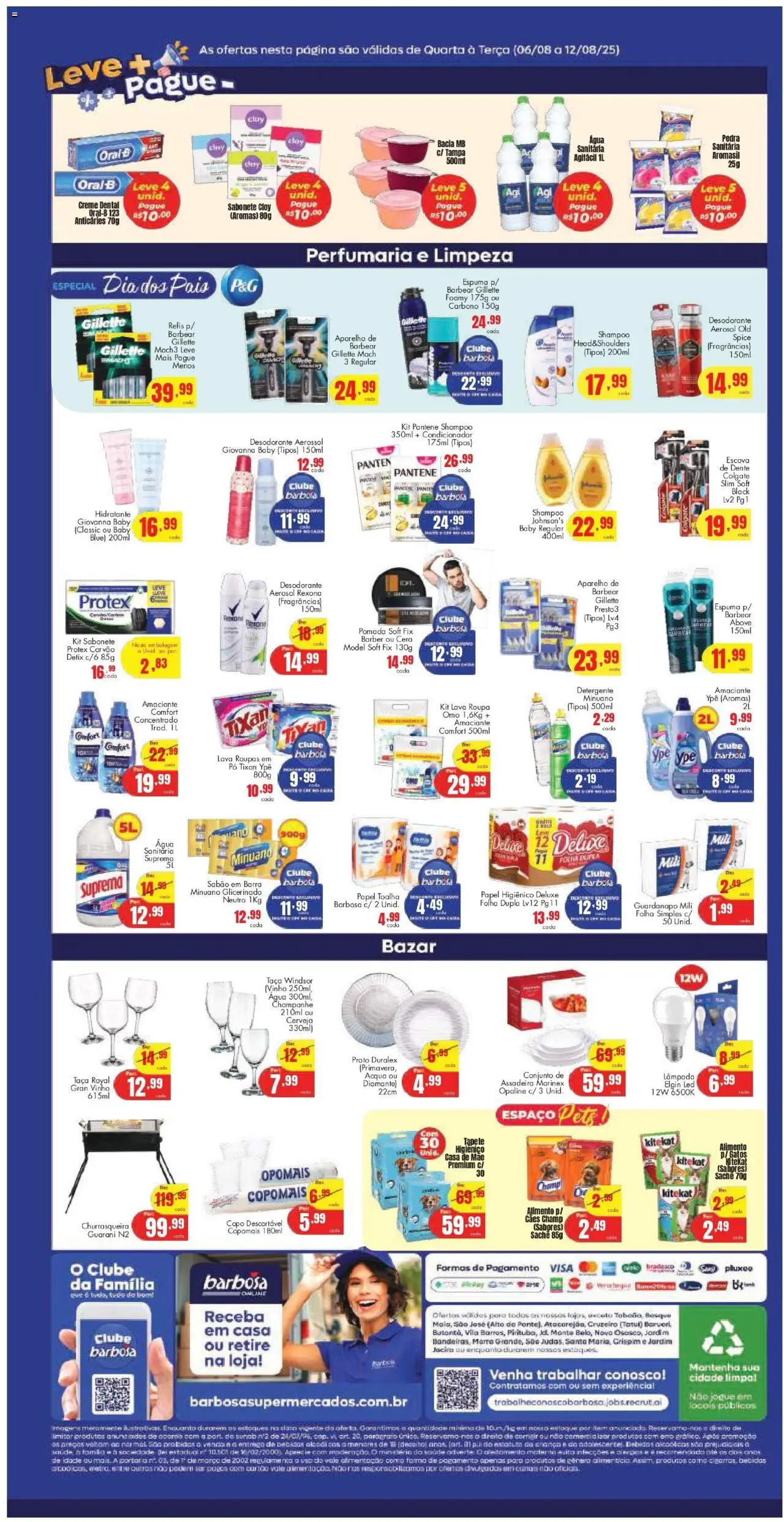 Barbosa Supermercados Folheto - válido de 06.08.2025 | Página: 4 | Produtos: Escova, Roupas, Pomada, Assadeira