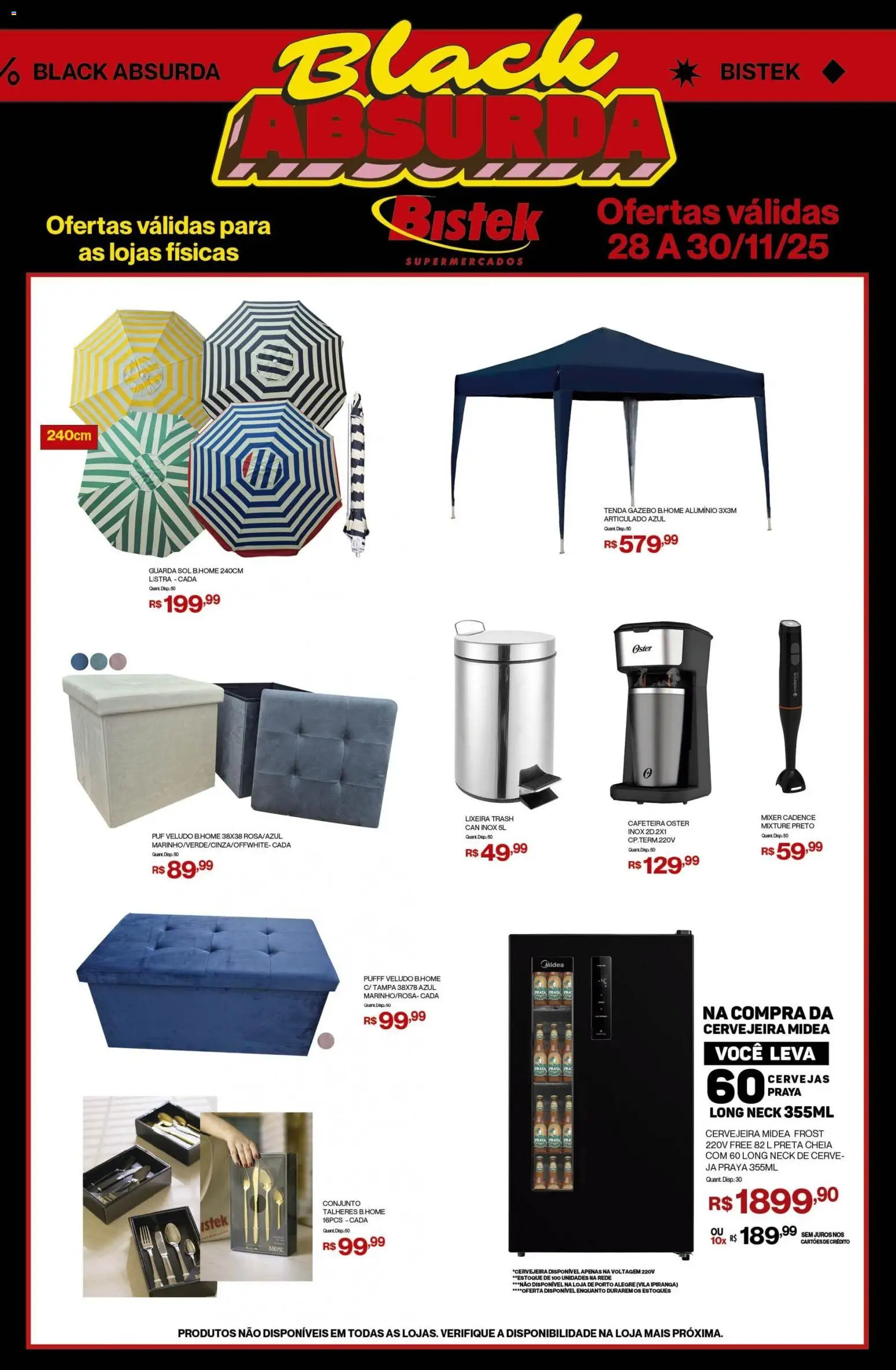 Bistek Supermercados Folheto - válido de 28.11.2025 | Página: 1 | Produtos: Talheres, Cafeteira, Cervejeira, Lixeira