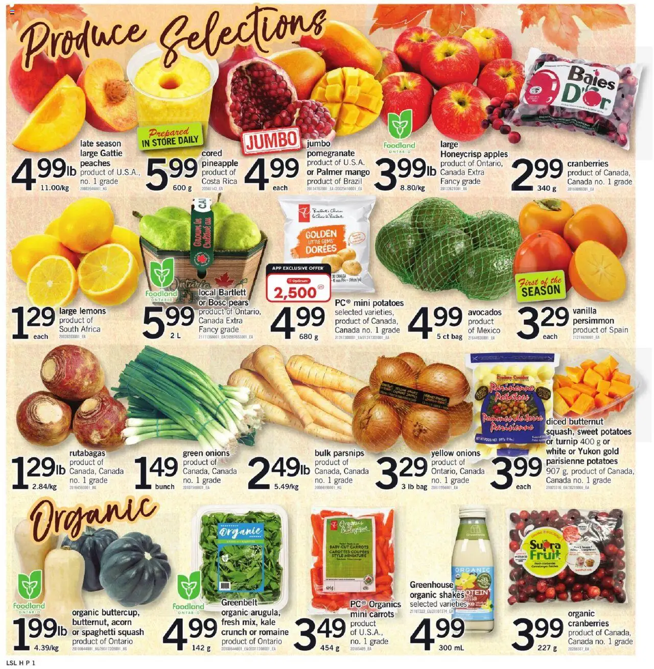 Loblaws flyer valid from 02.10.2025 | Page: 2 | Products: Pineapple, Potatoes, Bag, Apples