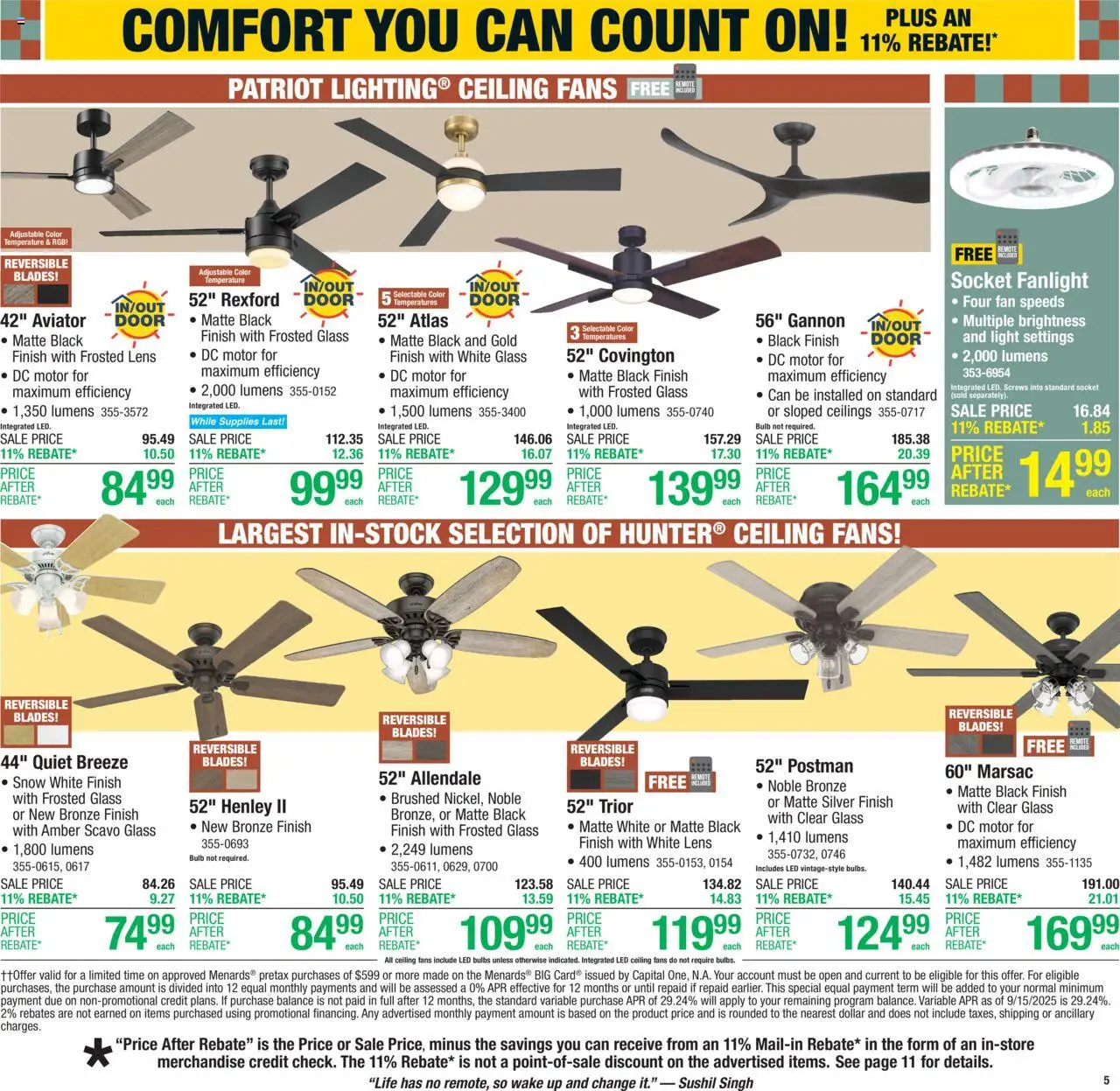 Menards Weekly Ad - valid from 17.09.2025 | Page: 7 | Products: Rake, Socket, Fan