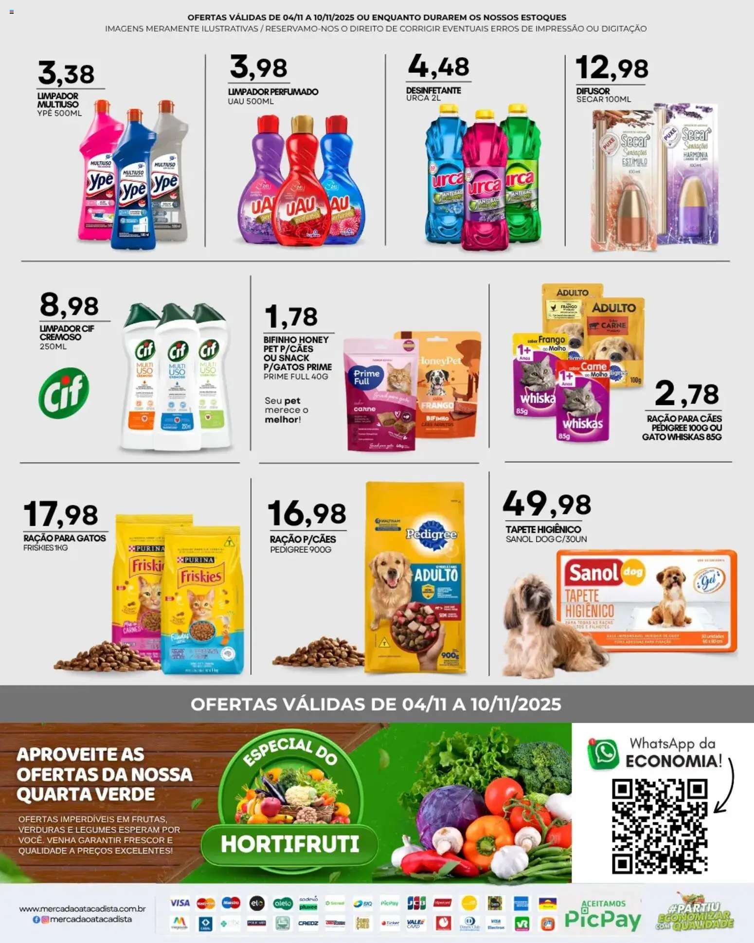 Mercadão Atacadista Folheto - válido de 04.11.2025 | Página: 12 | Produtos: Difusor, Tapete higiênico, Frango, Desinfetante