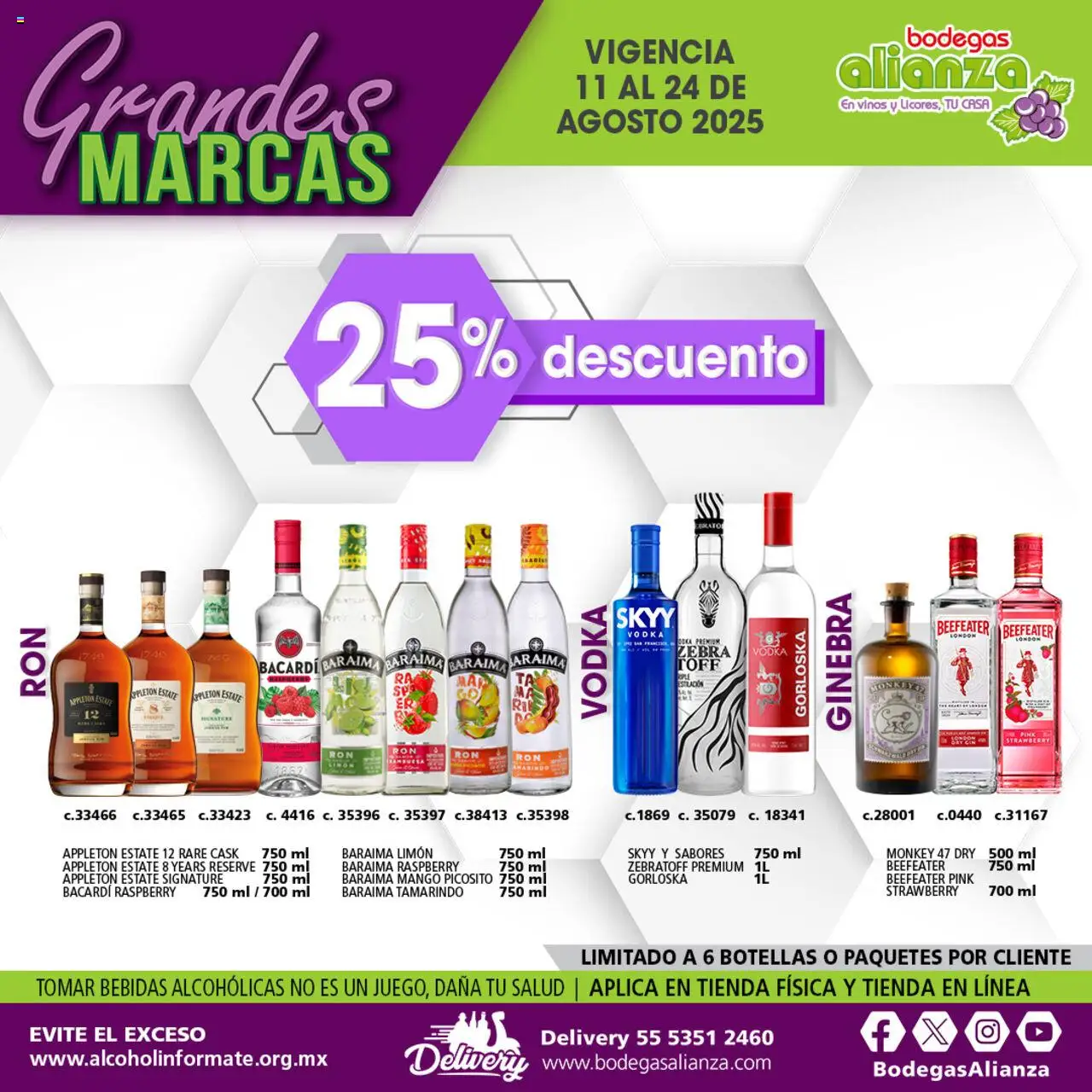 Nuevas ofertas de Bodegas Alianza válidas en toda la República Mexicana desde el 11.08.2025. ¡Encuentra las mejores ofertas en Bodegas Alianza - Catálogo Grandes Marcas! | Página: 10 | Productos: Limón, Mango, Ginebra, Vodka