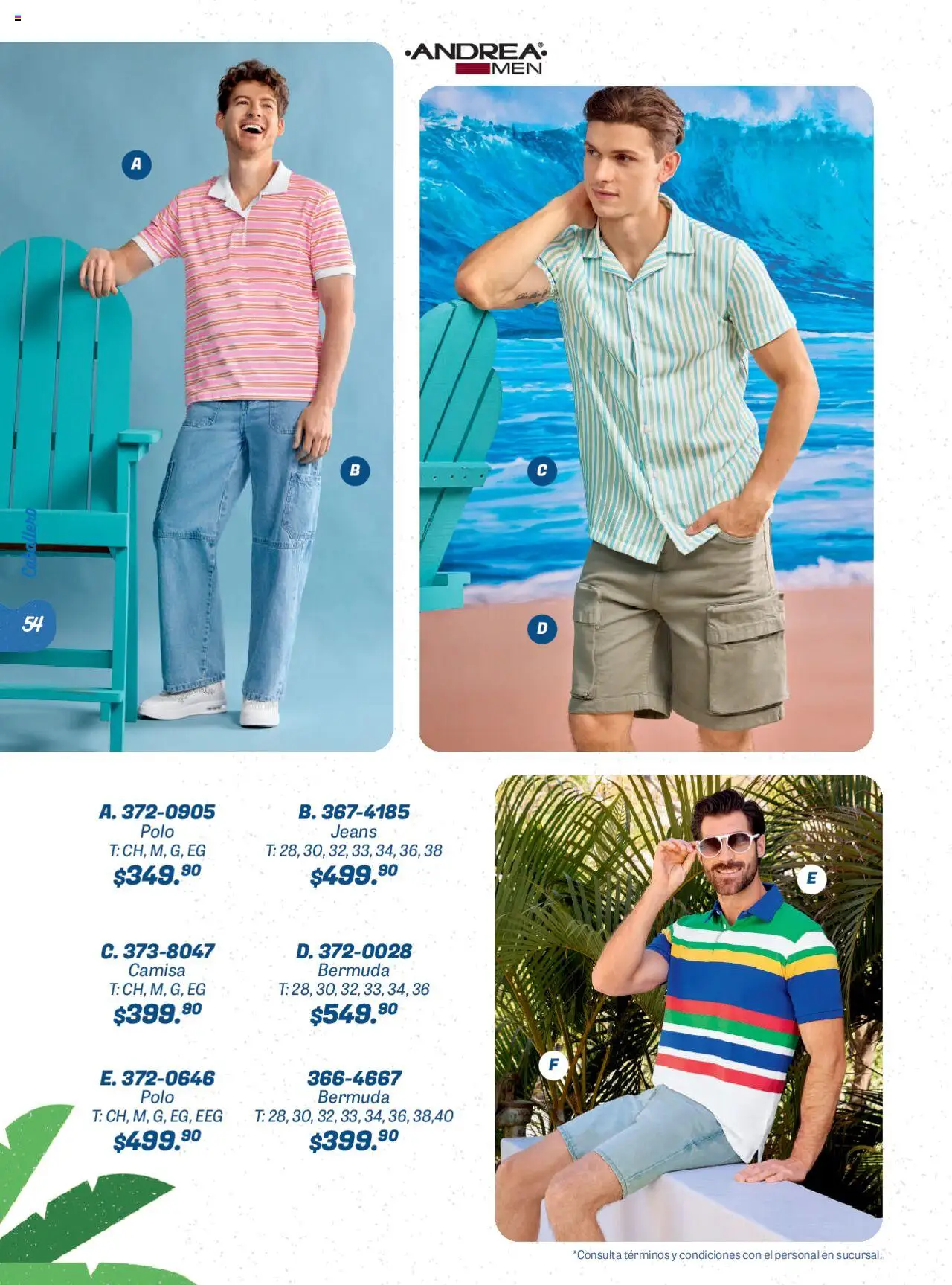 Nuevas ofertas de Andrea válidas en toda la República Mexicana desde el 22.06.2025. ¡Encuentra las mejores ofertas en Andrea catálogo Summer Time! | Página: 54 | Productos: Camisa, Bermuda