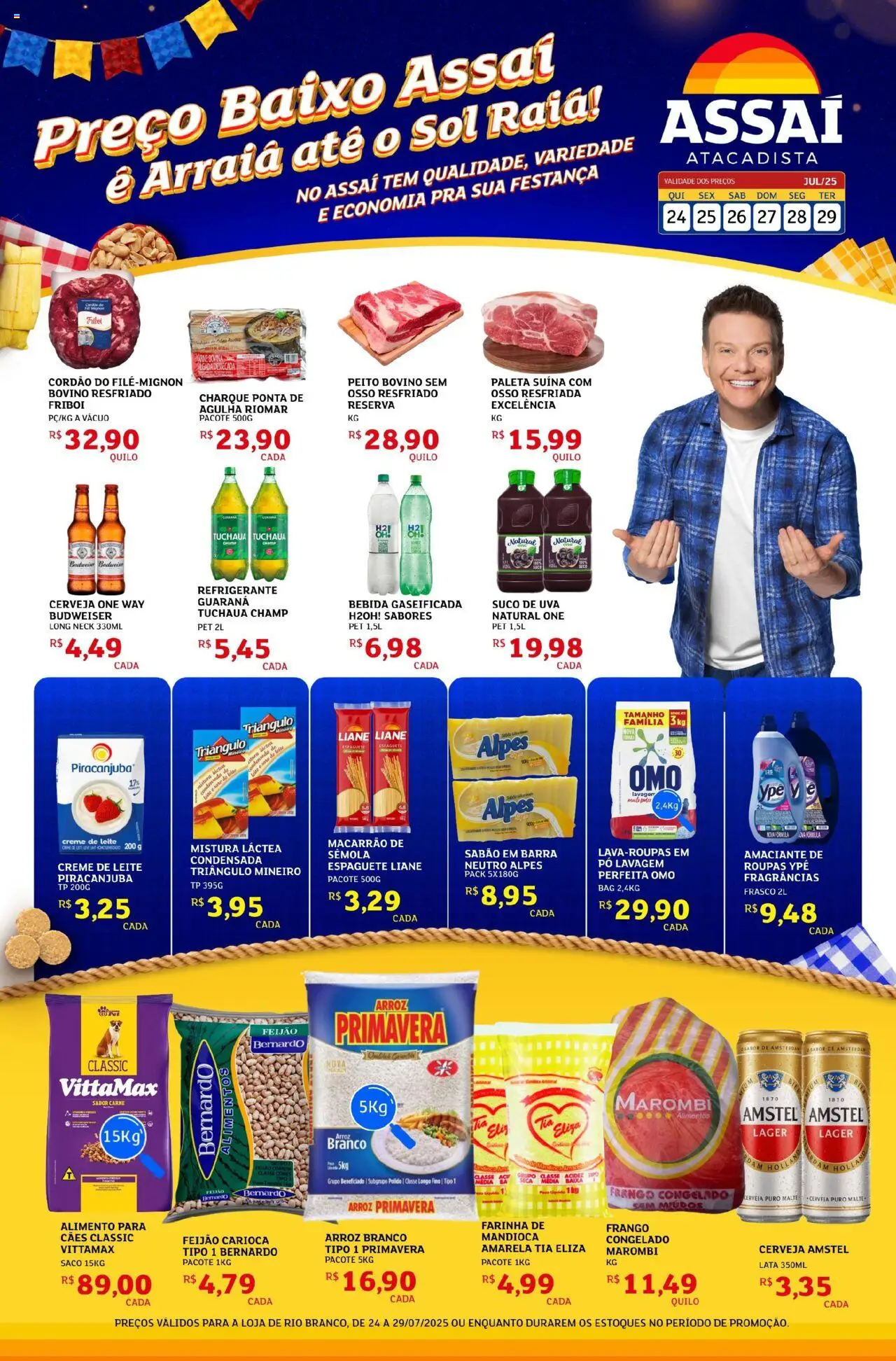 Assaí Atacadista Folheto - válido de 24.07.2025 | Página: 1 | Produtos: Feijão, Sabão, Baixo, Amaciante