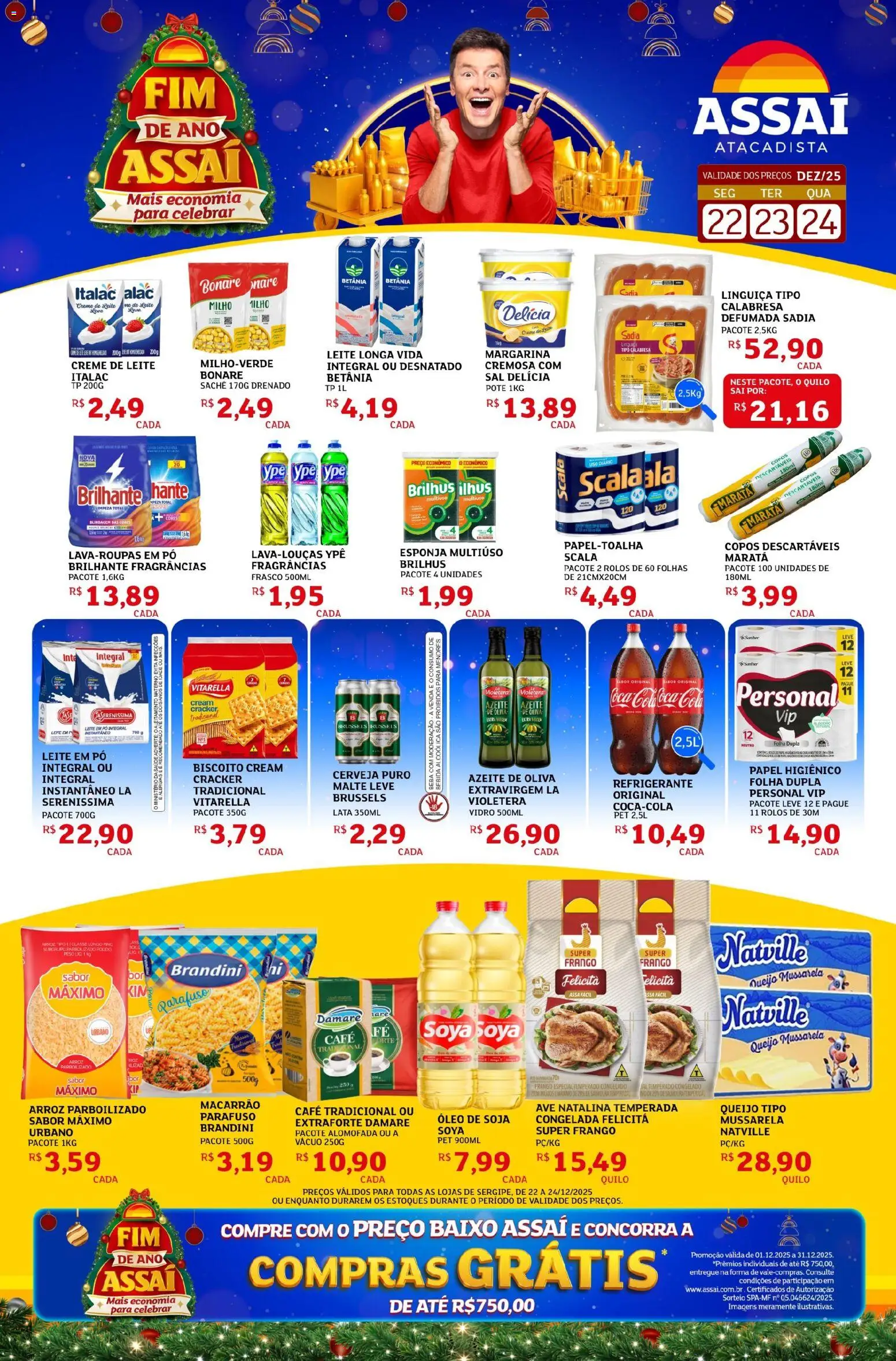 Assaí Atacadista Folheto - válido de 22.12.2025 | Página: 1 | Produtos: Linguiça, Café, Baixo, Leite em pó