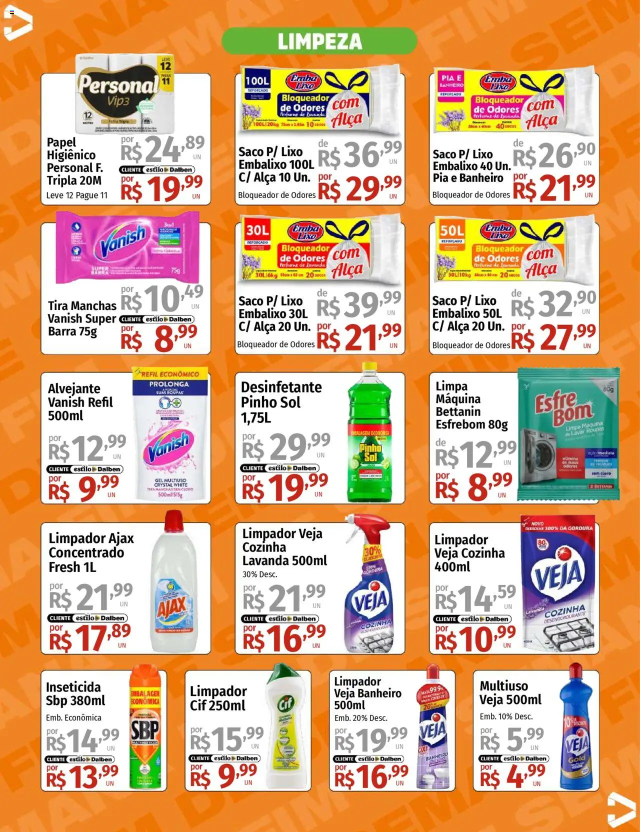 Supermercado Dalben Folheto - válido de 08.08.2025 | Página: 14 | Produtos: Tira manchas, Vanish, Desinfetante, Inseticida