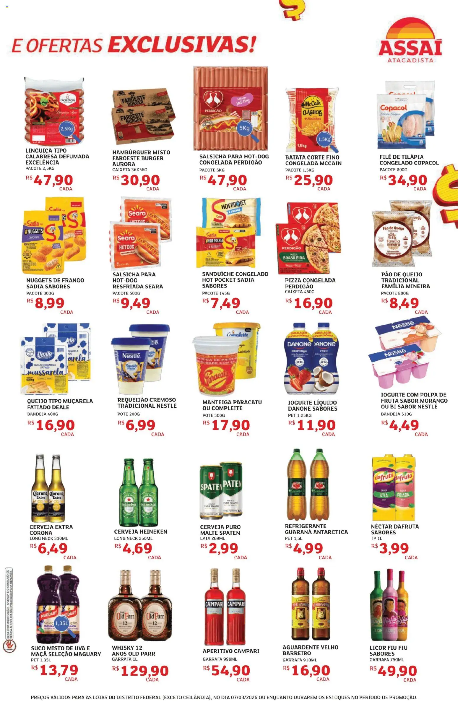 Assaí Atacadista Folheto - válido de 07.03.2026 | Página: 3 | Produtos: Tilápia, Pizza, Batata, Filé de tilápia