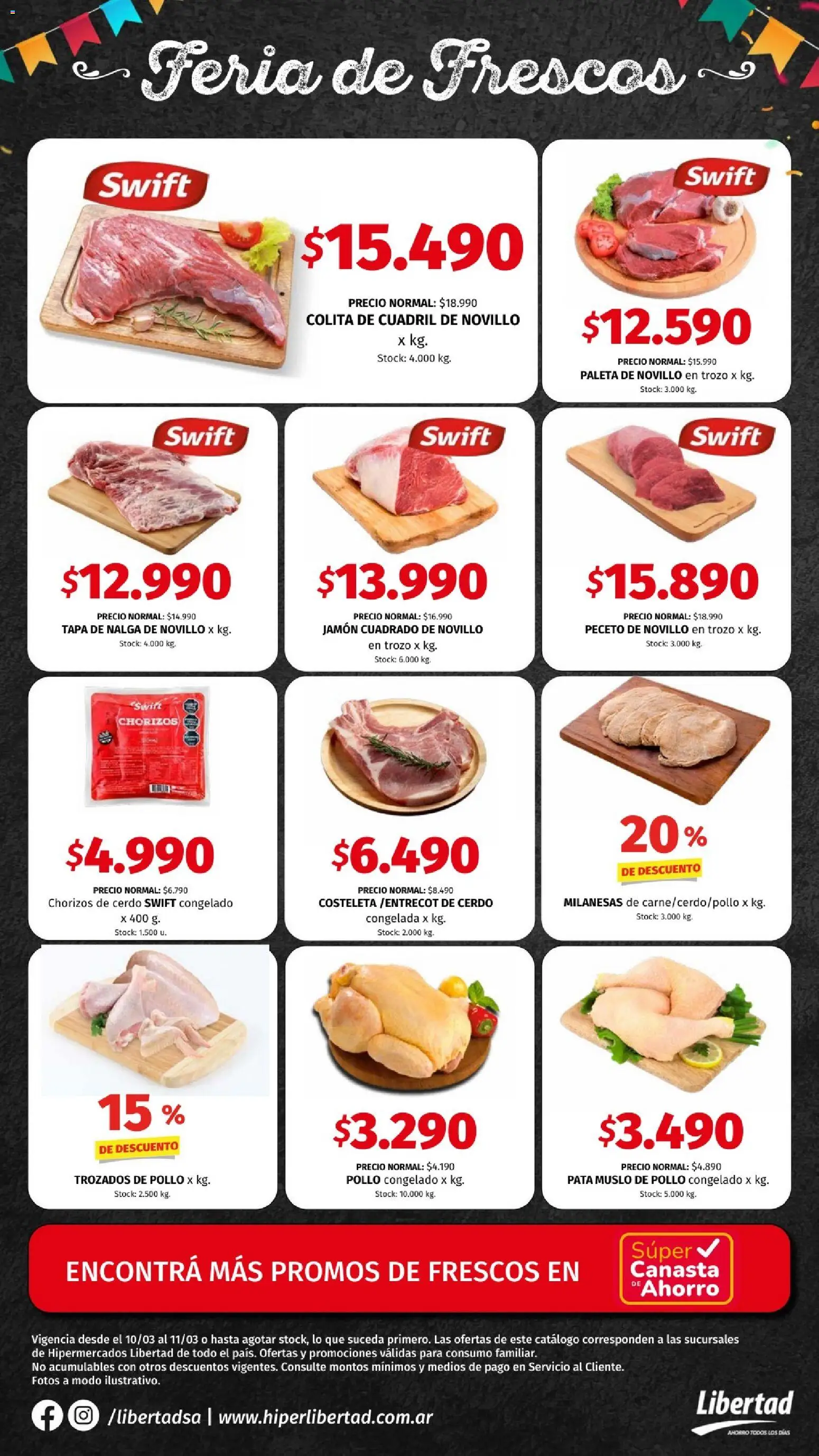 Hipermercado Libertad - Feria de Frescos │ válido desde el 10.03.2026 | Página: 2 | Productos: Pollo, Jamón, Cerdo, Canasta