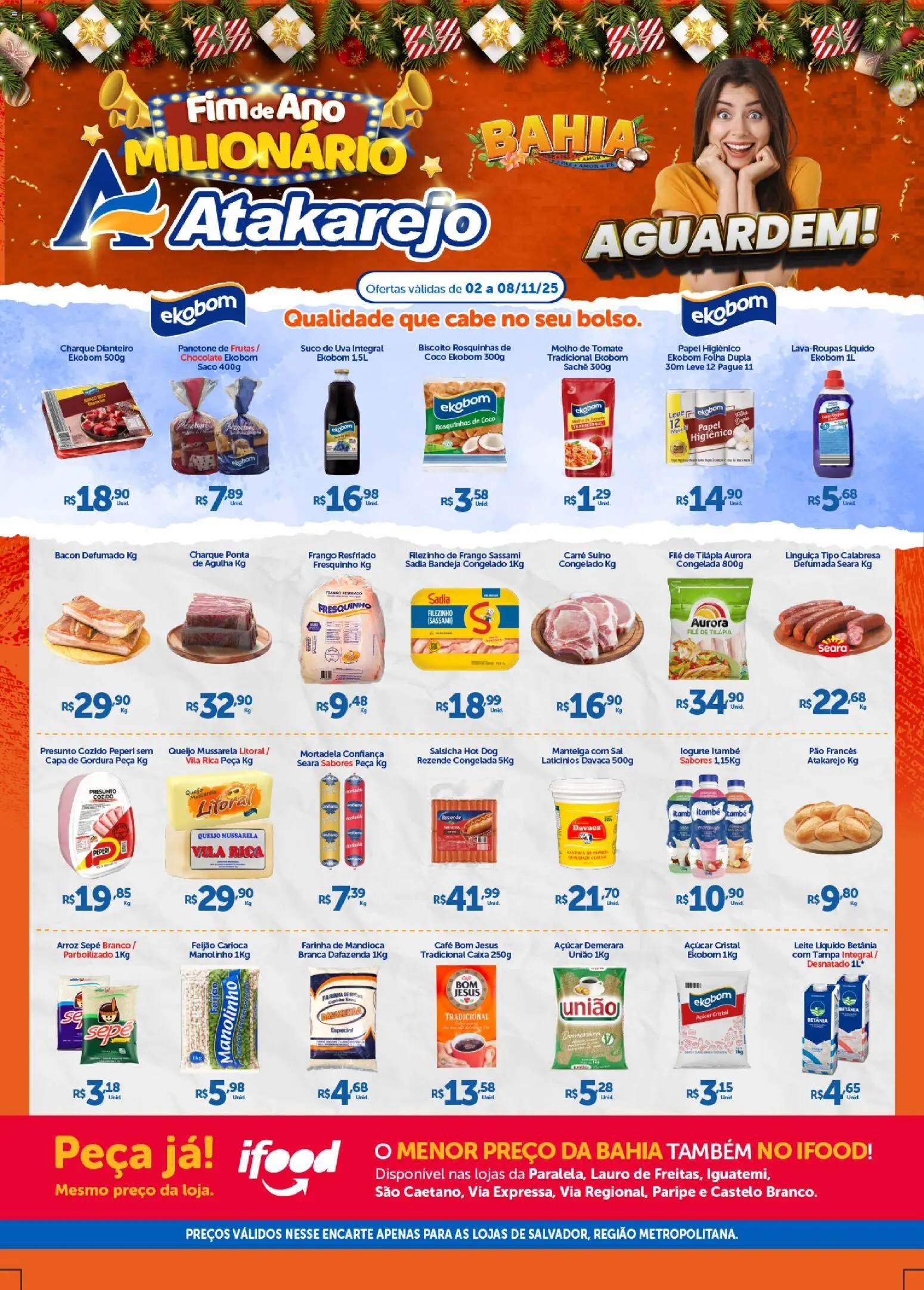 Atakarejo Folheto - válido de 02.11.2025 | Página: 1 | Produtos: Coco, Farinha de mandioca, Açúcar, Filé de tilápia