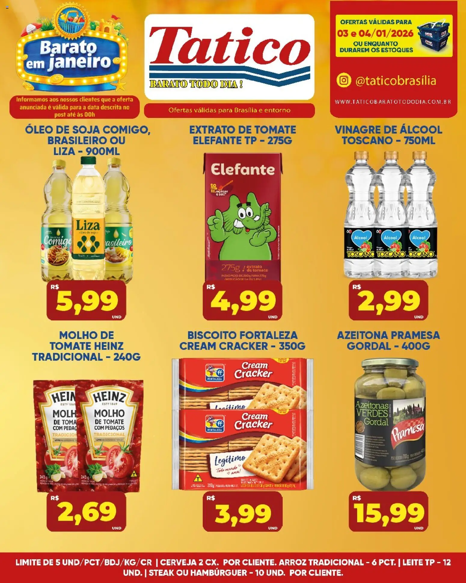 Tatico Folheto - válido de 05.01.2026 | Página: 16 | Produtos: Azeitonas, Biscoito, Vinagre, Cerveja