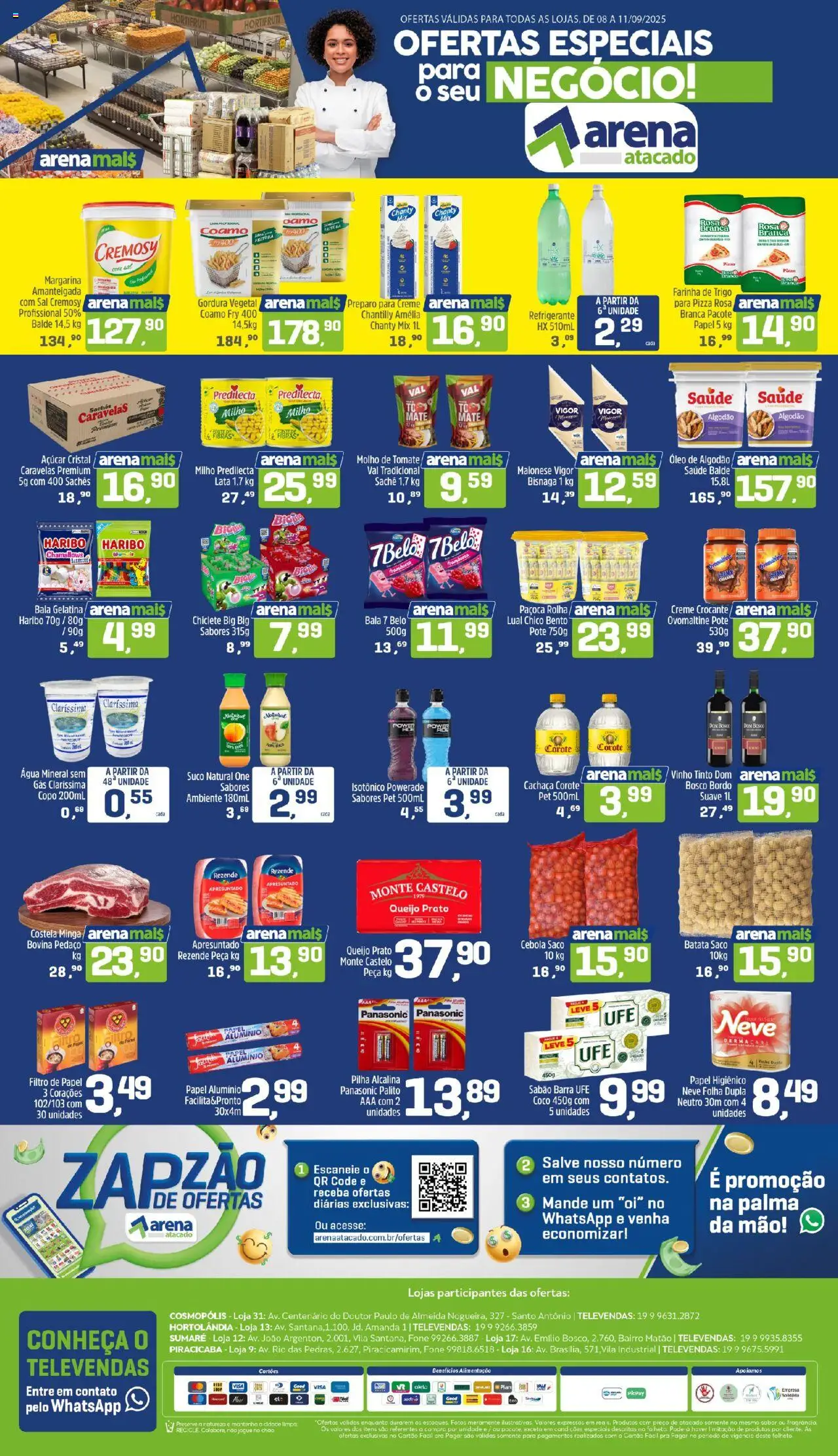 Arena Atacado Folheto - válido de 08.09.2025 | Página: 1 | Produtos: Óleo, Vinho, Água mineral, Gelatina