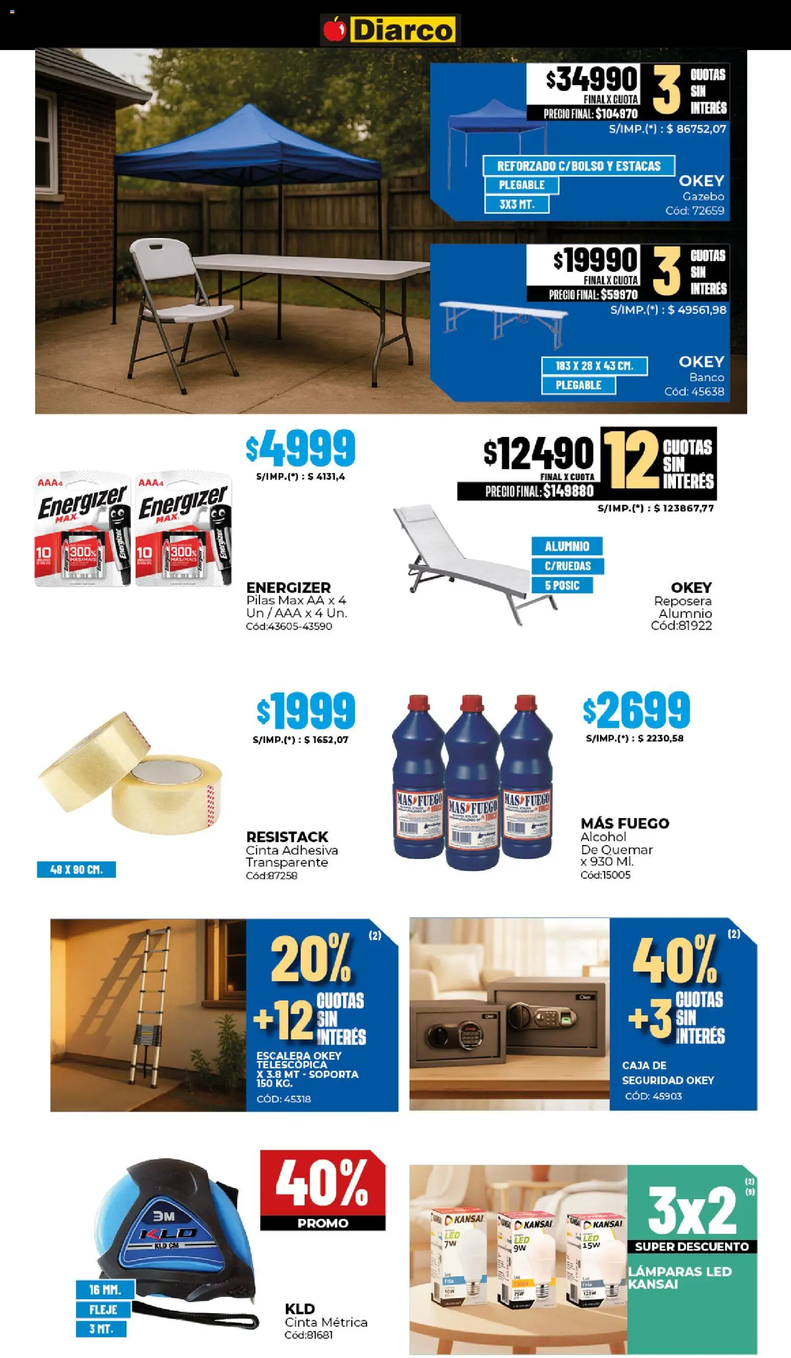 Diarco - Ofertas │ válido desde el 29.12.2025 | Página: 20 | Productos: Reposera, Banco, Gazebo, Pilas