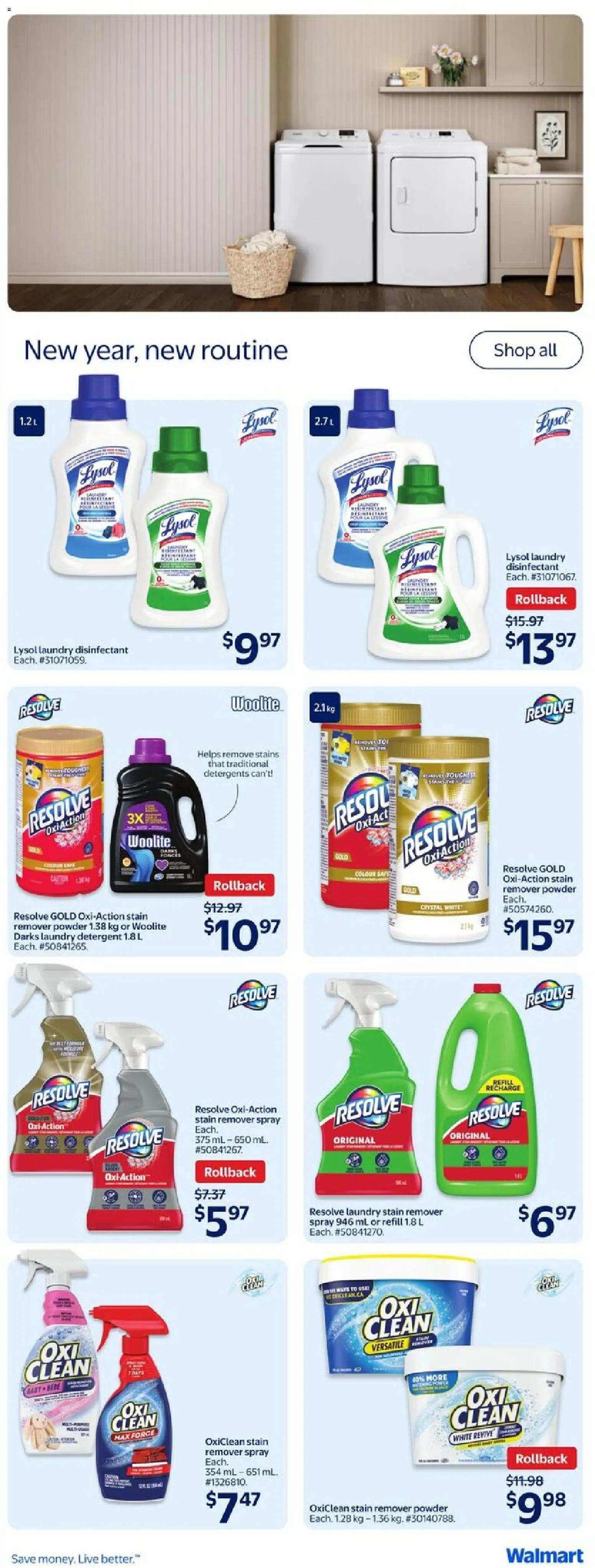 Walmart flyer valid from 01.01.2026 | Page: 14 | Products: Powder, Stain remover, Detergent