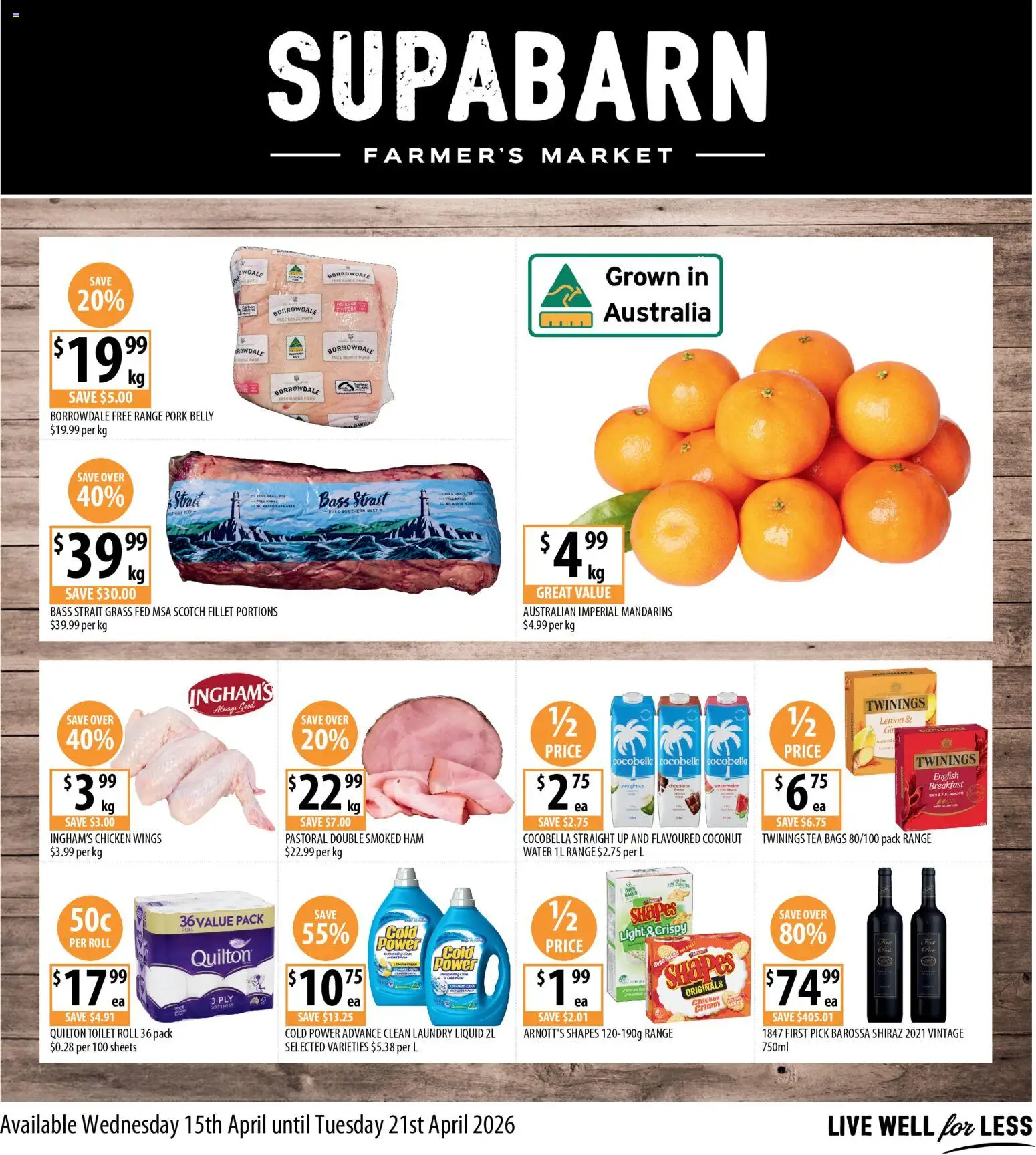 Supabarn catalogue - valid from 15.04.2026 | Page: 1 | Products: Toilet, Light, Ham, Scotch
