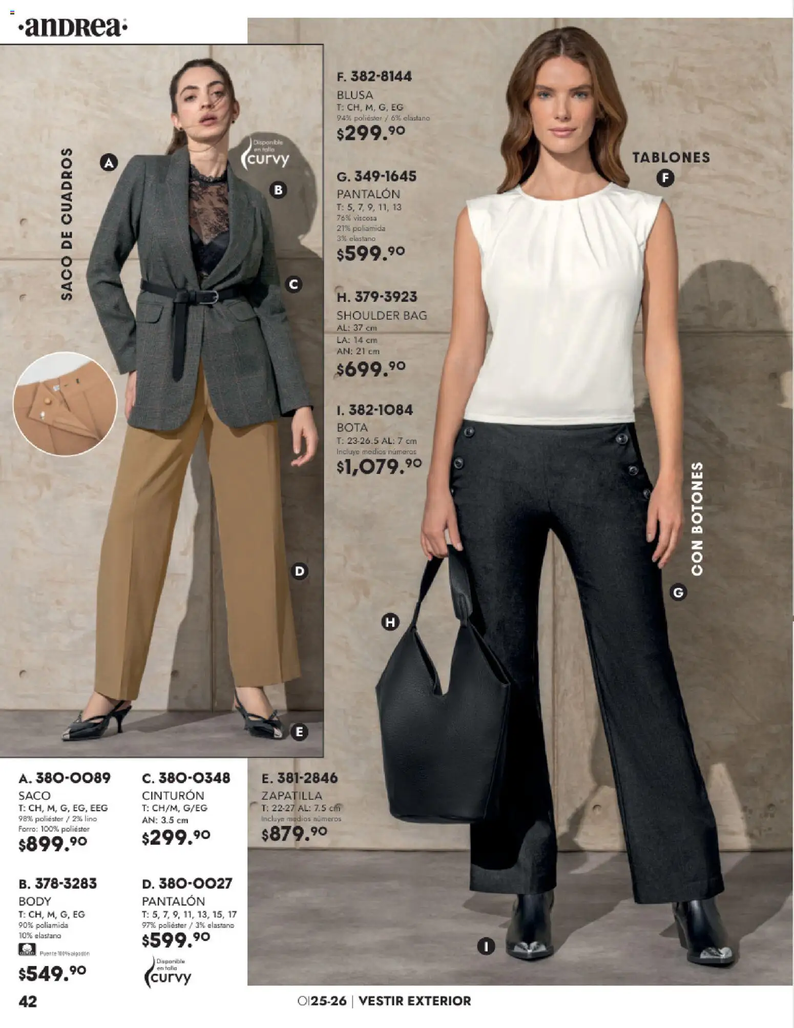 Nuevas ofertas de Andrea válidas en toda la República Mexicana desde el 26.11.2025. ¡Encuentra las mejores ofertas en Andrea catálogo Vestir! | Página: 42 | Productos: Blusa, Cinturón, Body