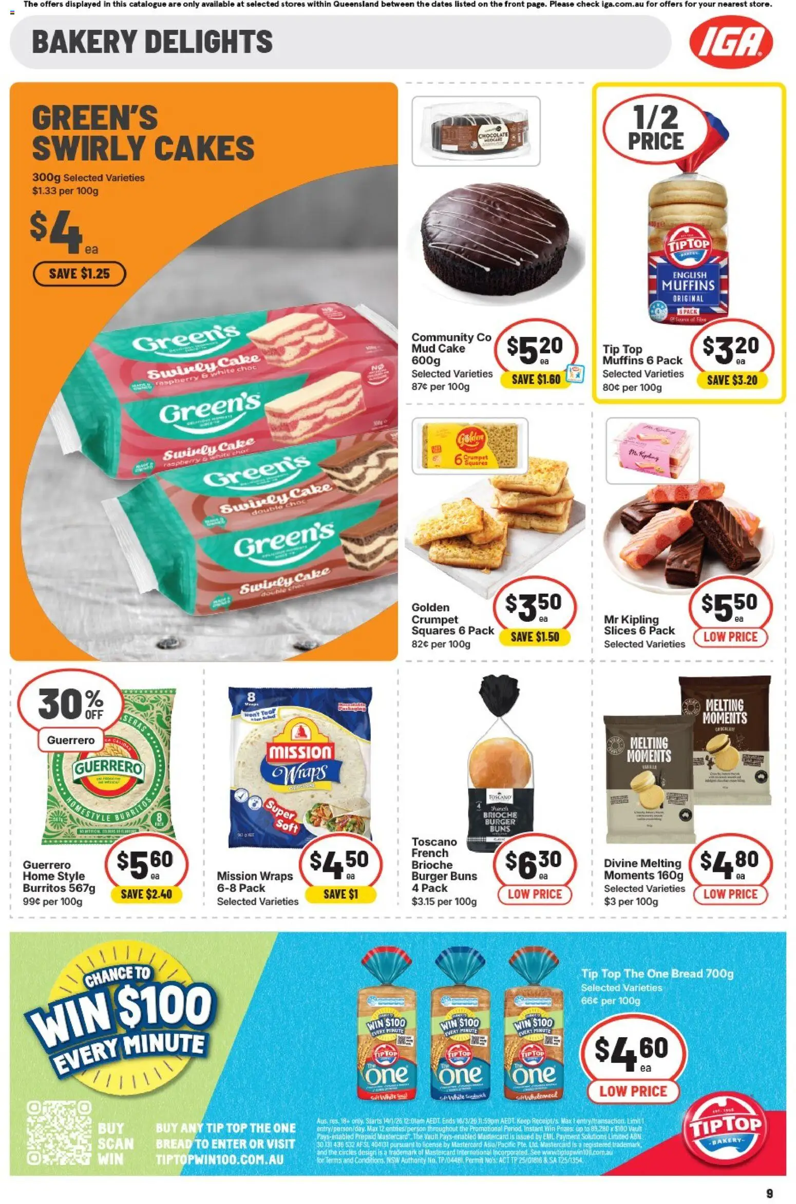 IGA catalogue - valid from 21.01.2026 | Page: 9 | Products: Bread, Muffins, Raspberry, Bakery