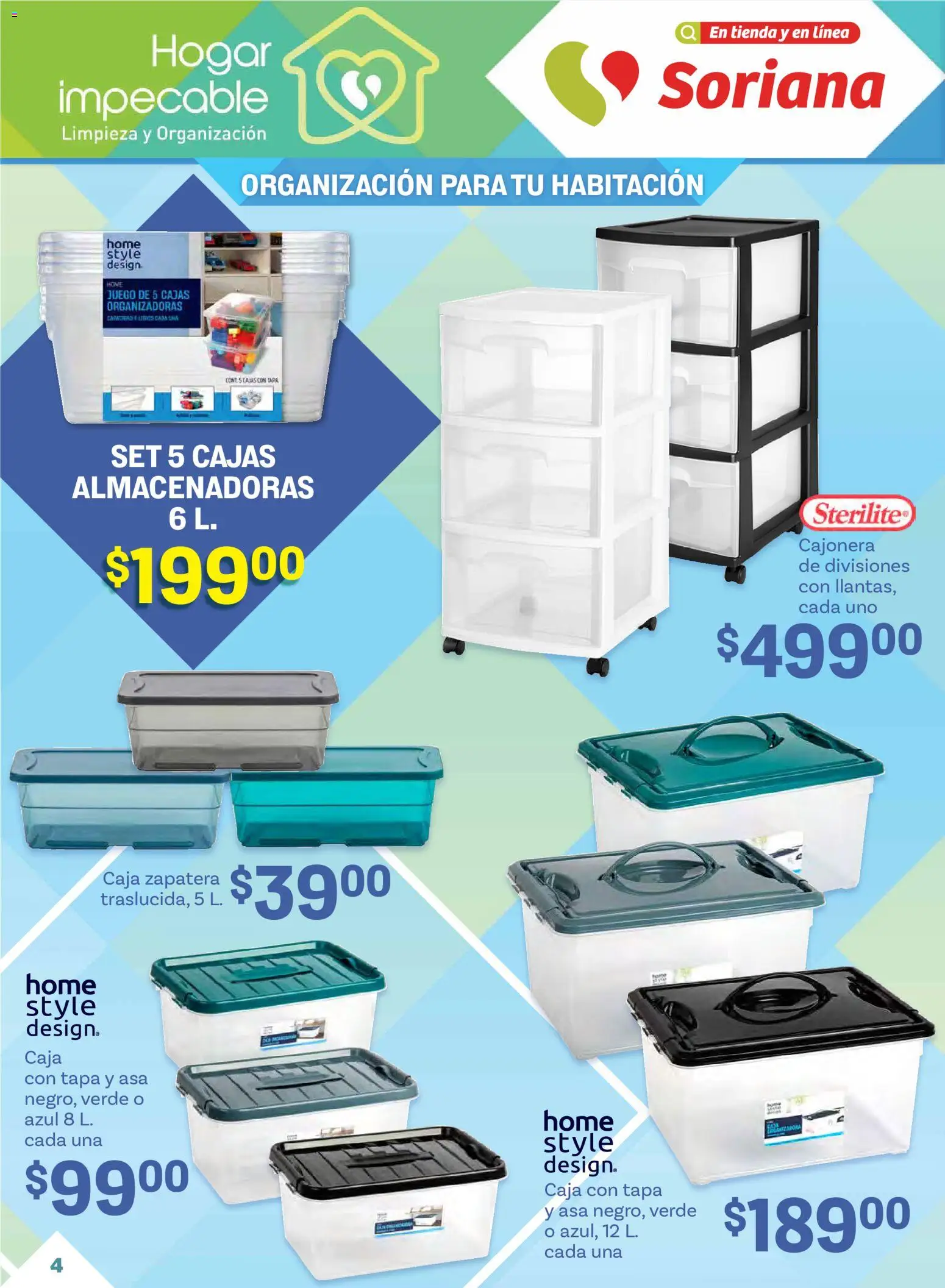 Nuevas ofertas de Soriana válidas en toda la República Mexicana desde el 15.01.2026. ¡Encuentra las mejores ofertas en Soriana - Hogar impecable Súper Nacional! | Página: 4 | Productos: Juego, Cajonera, Caja
