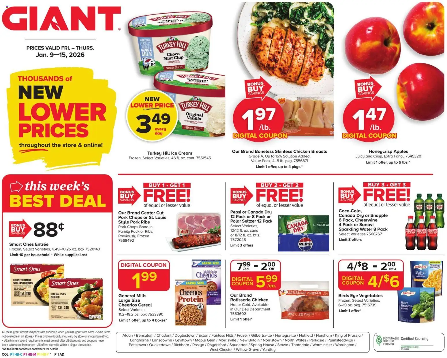 Giant Weekly Ad - valid from 09.01.2026 | Page: 1 | Products: Broccoli, Box, Pork, Apples