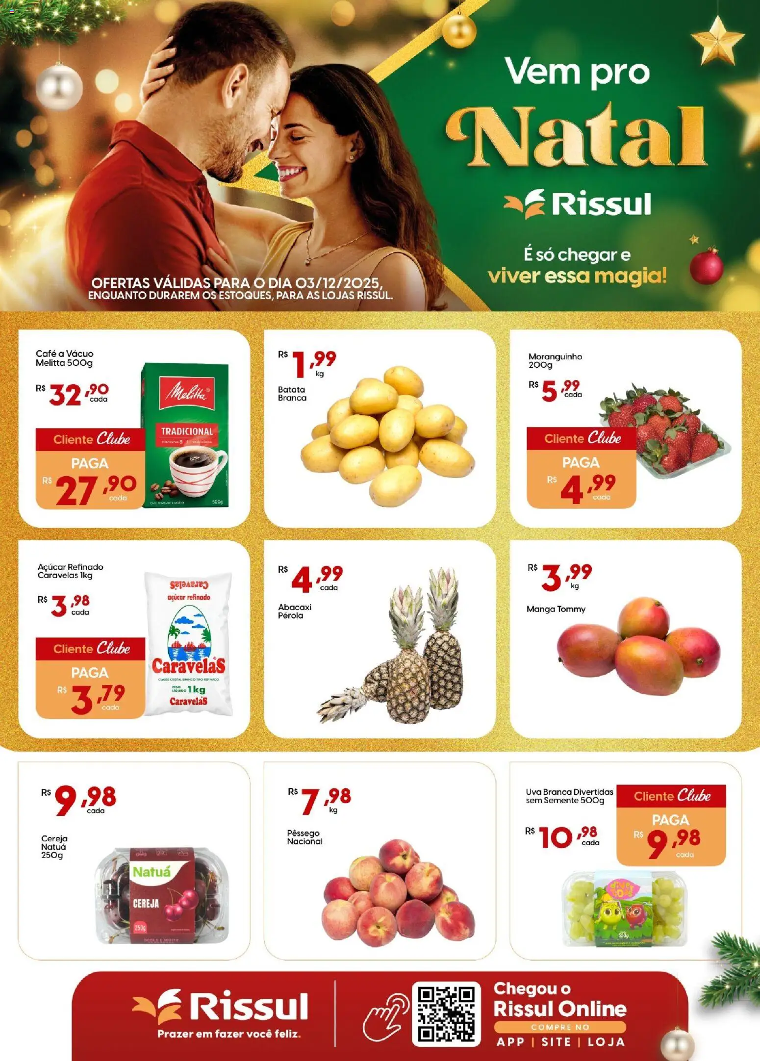 Rissul Folheto - válido de 03.12.2025 | Página: 1 | Produtos: Pêssego, Cereja, Açúcar, Batata