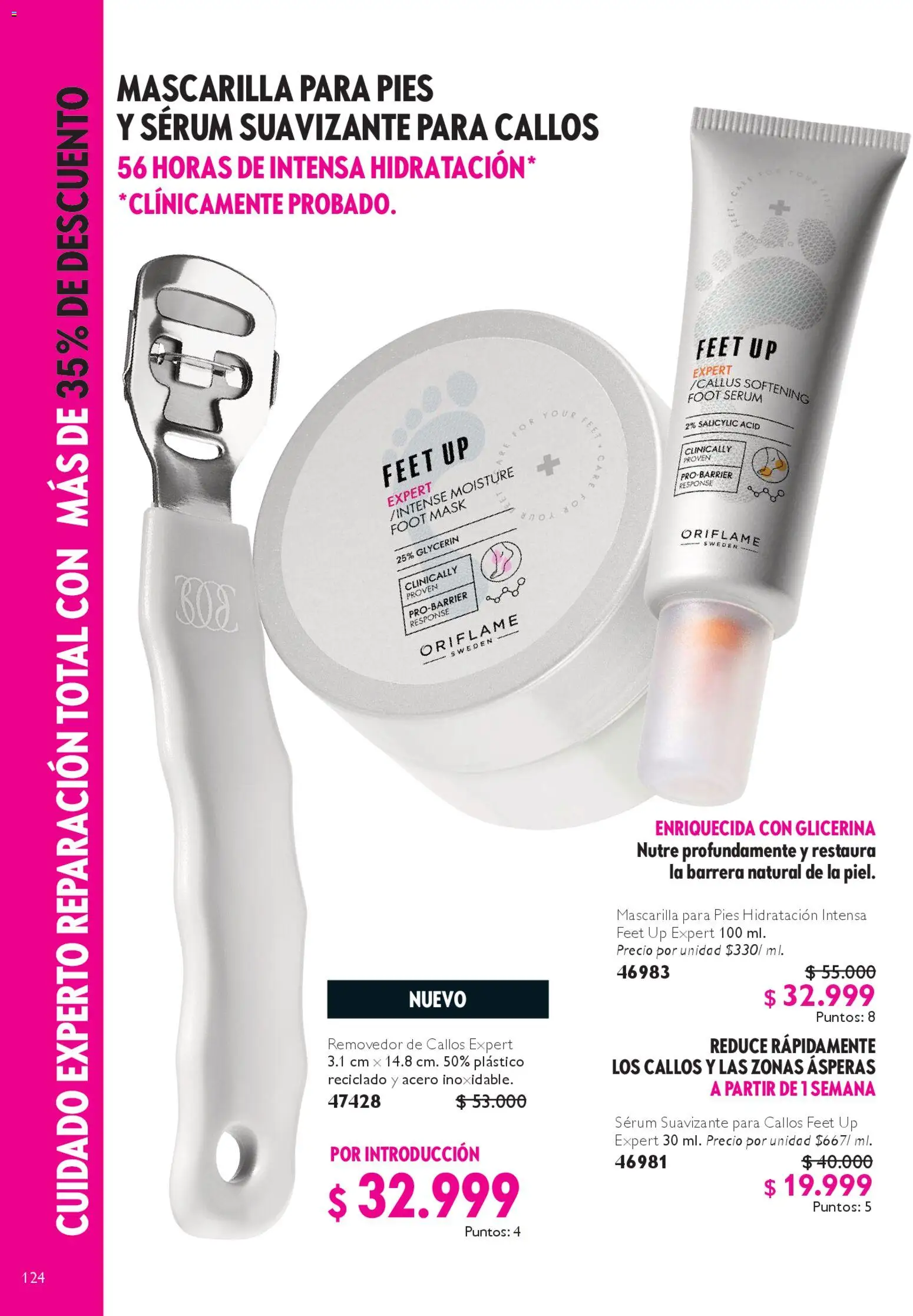 Oriflame revista - valida desde el 27.12.2025 | Página: 124 | Productos: Removedor de callos, Serum, Suavizante, Mascarilla