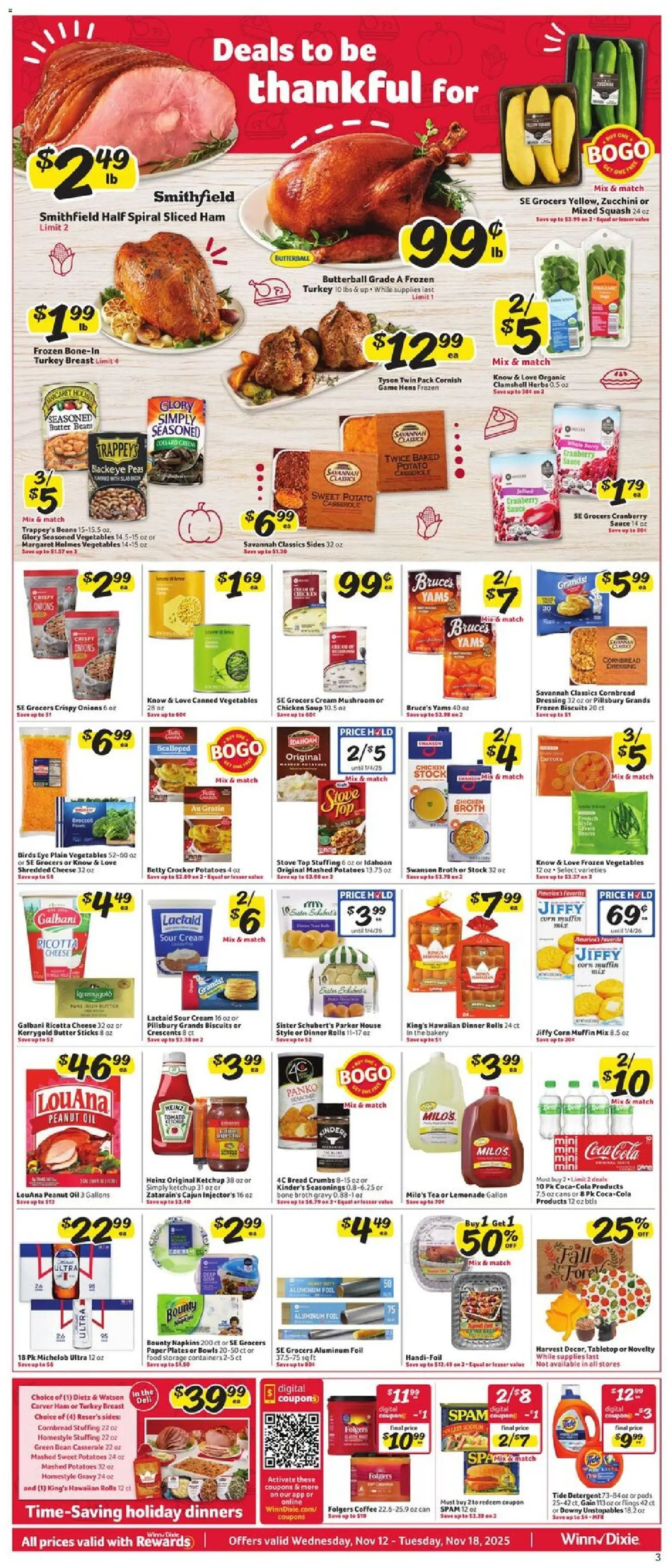 Winn Dixie Weekly Circular - GA - valid from 12.11.2025 | Page: 3 | Products: Coffee, Detergent, Cream, Sauce