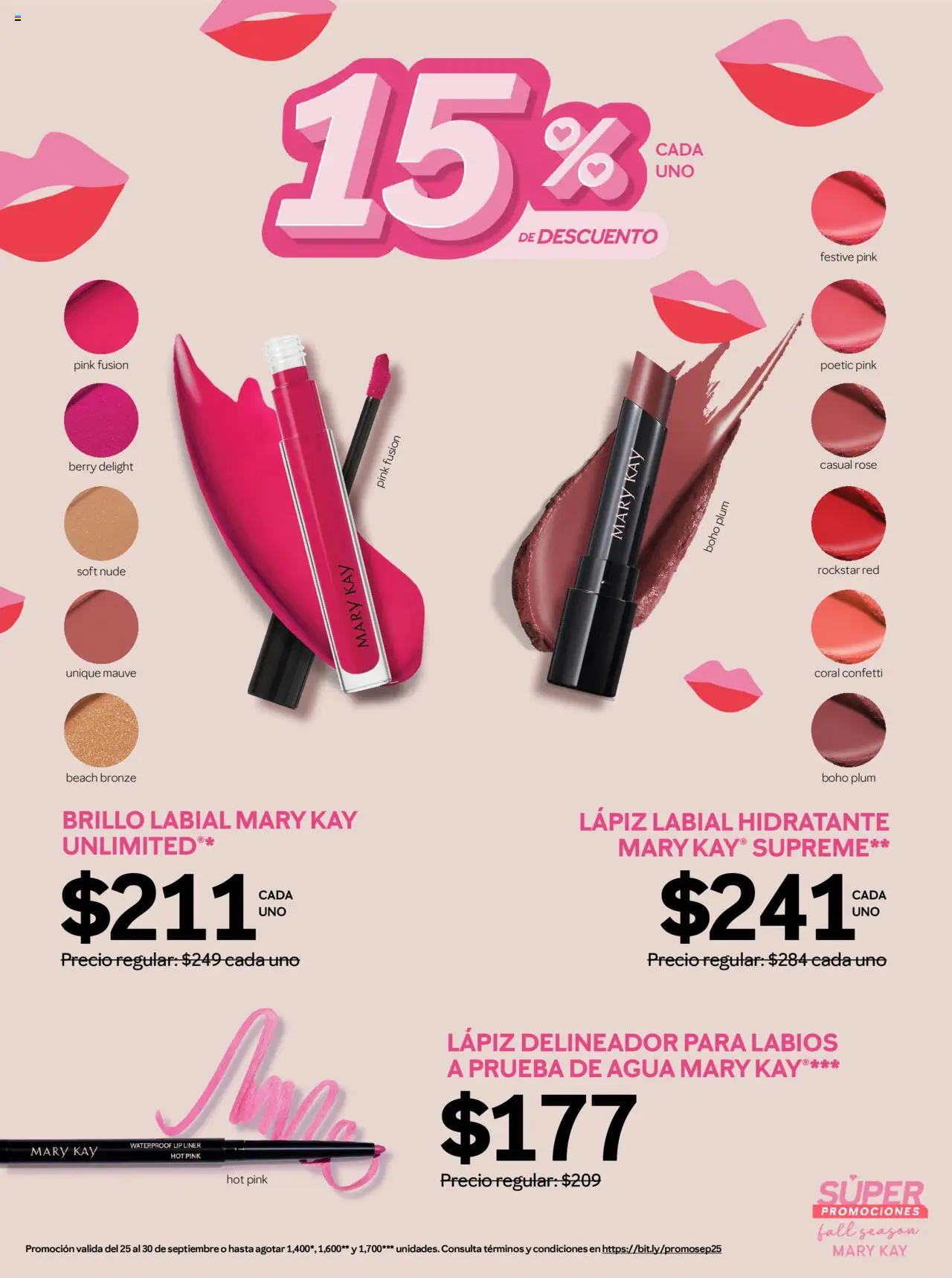 Nuevas ofertas de Mary Kay válidas en toda la República Mexicana desde el 25.09.2025. ¡Encuentra las mejores ofertas en Mary Kay catálogo! | Página: 6 | Productos: Agua, Brillo, Delineador, Lápiz labial