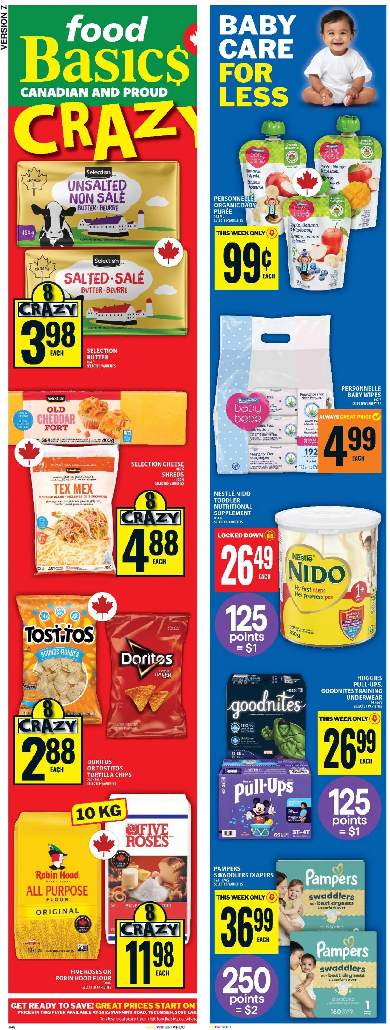 Food Basics flyer valid from 19.02.2026 | Page: 2 | Products: Chips, Butter, Cheese, Underwear